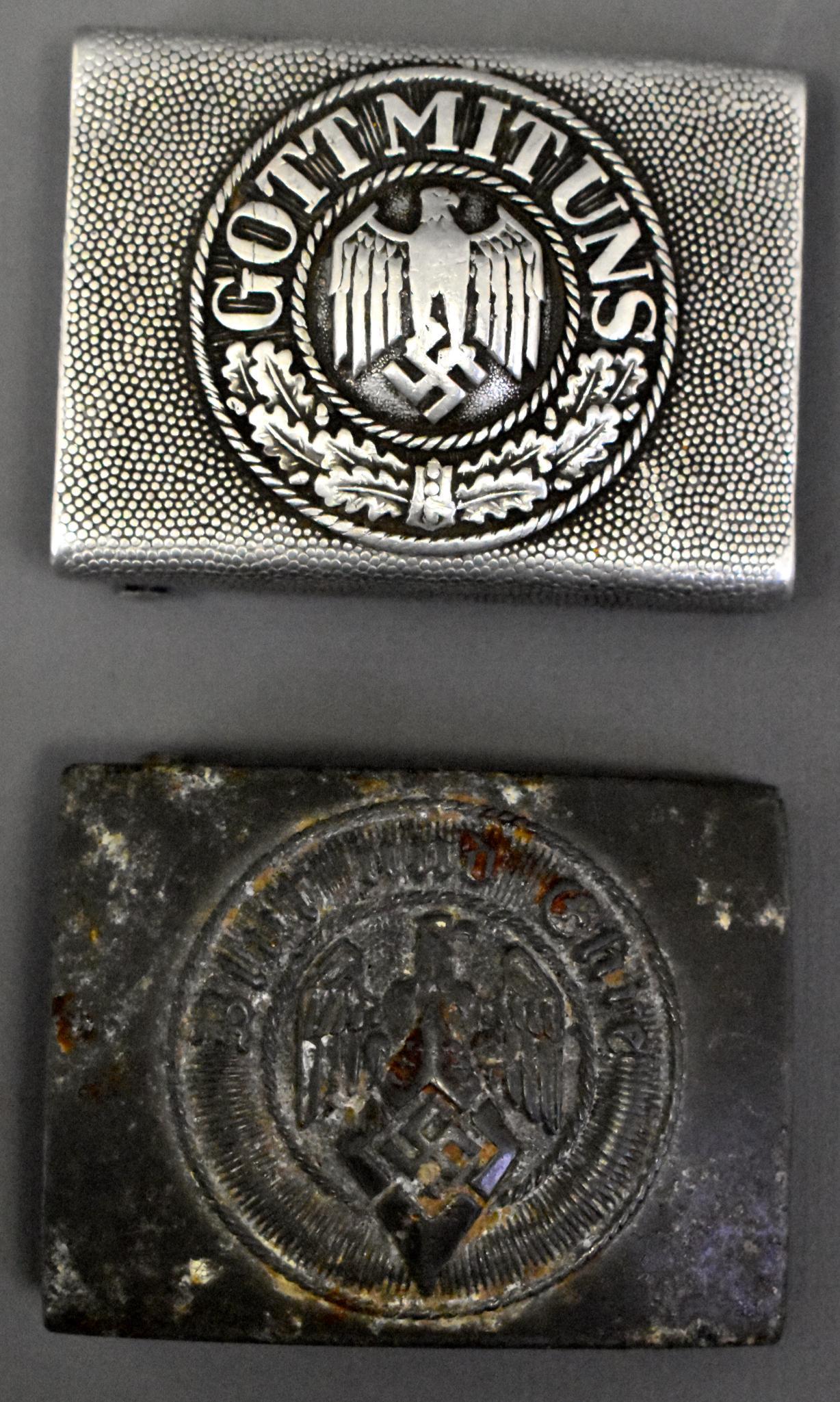 WWII military Nazi German Hitler Youth and Heer Army: WWII military Nazi German Hitler Youth marked RZM M4/24 and Heer Army marked S T & L ? belt buckles.