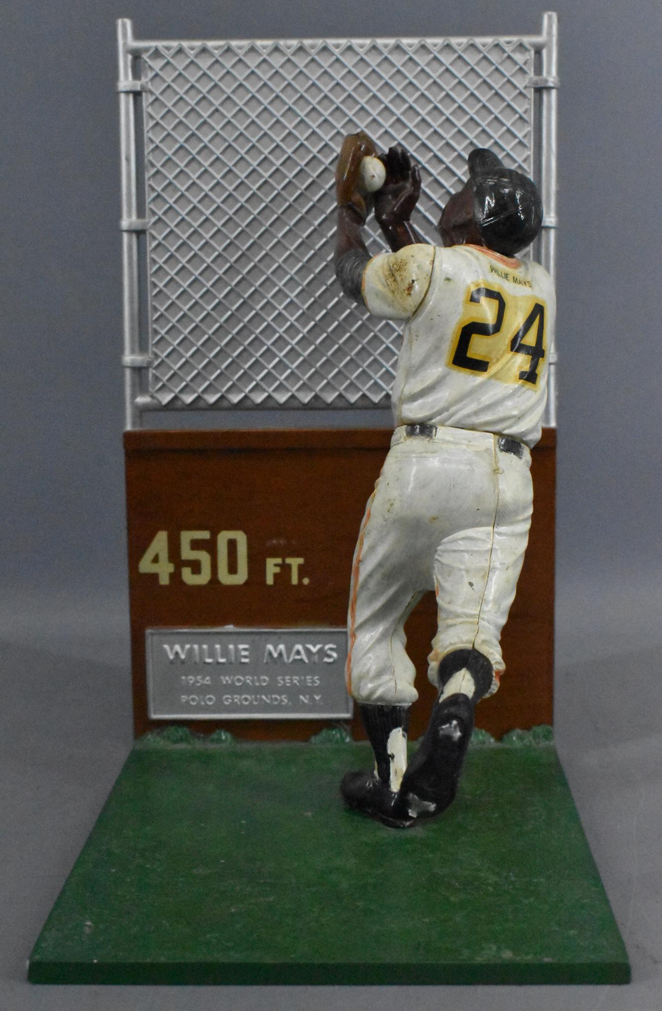 Built up Aurora Willie Mays model kit / diorama nicely: Built up Aurora Willie Mays model kit / diorama nicely detailed and weathered. Makes Willie's jersey appear as if he had slid on the ground. A super nice looking vintage kit.