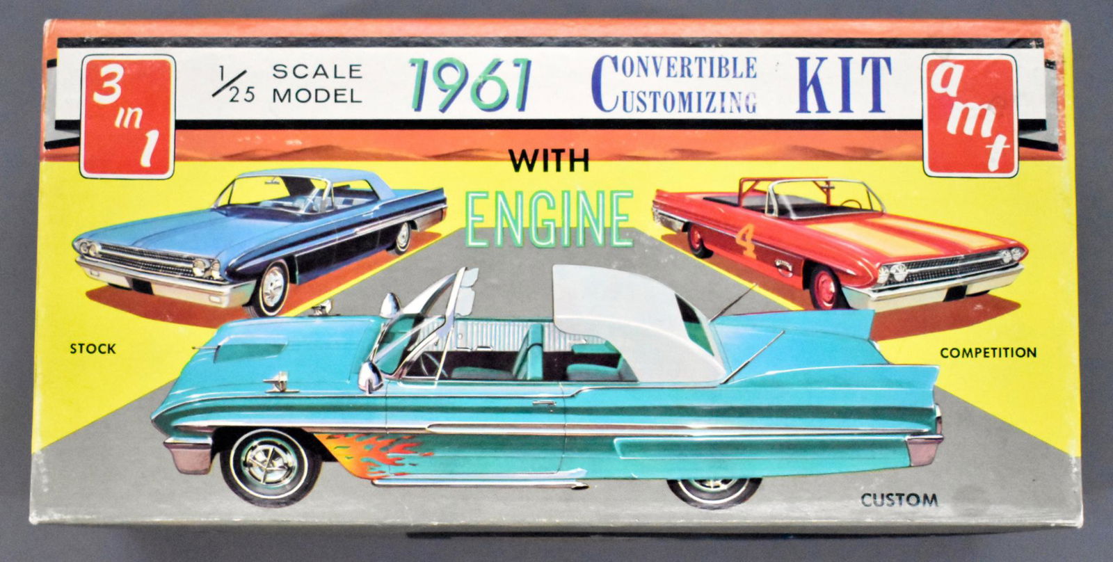 Factory sealed AMT 1961 Mercury Lincoln Continental: Factory sealed AMT 1961 Mercury Lincoln Continental 1/25 scale model kit K-311 in an excellent original box, both label seals are perfectly in place.