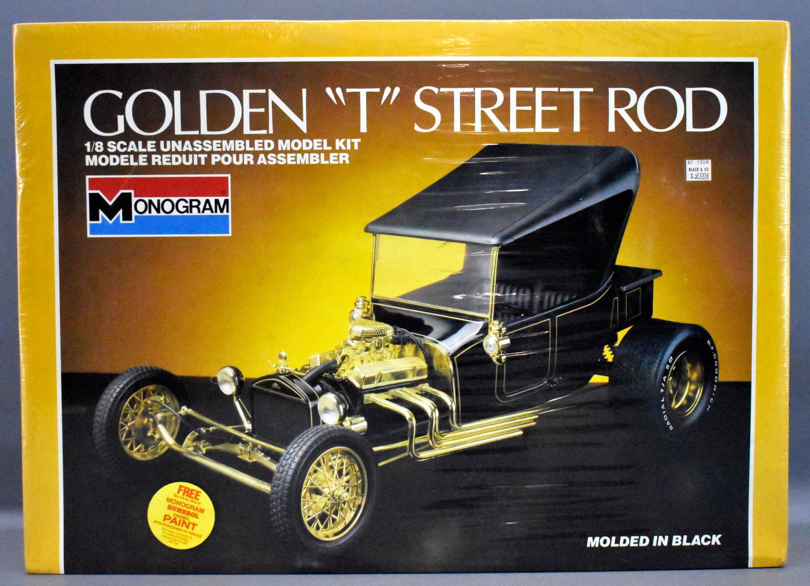 Factory sealed Monogram 1/8 scale Golden T Street Rod: Factory sealed Monogram 1/8 scale Golden T Street Rod model kit 2609. Kit is perfectly sealed in a near mint original box.