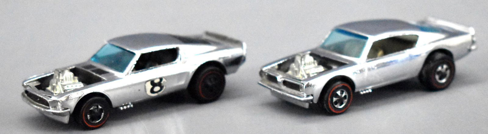 Redline Hot Wheels chrome Club cars King Kuda Boss Hoss: Redline Hot Wheels chrome HK Club cars to include King Kuda and Boss Hoss, both with wheel wear but are extremely clean but missing the roof stripes and have super shiny bases.