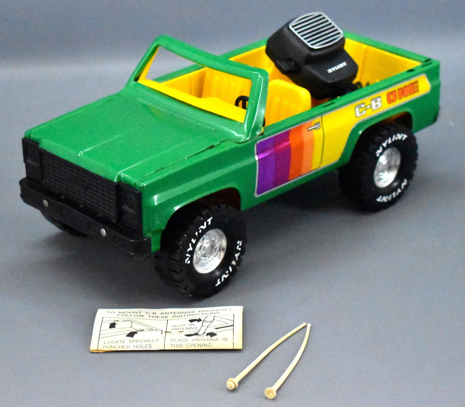 Nylint CB One pressed steel Chevy Blazer: Nylint CB One pressed steel Chevy Blazer, excellent condition with original instruction sheet and two antennas although one has the tab broken off that would hold it in place, extremely nice otherwise