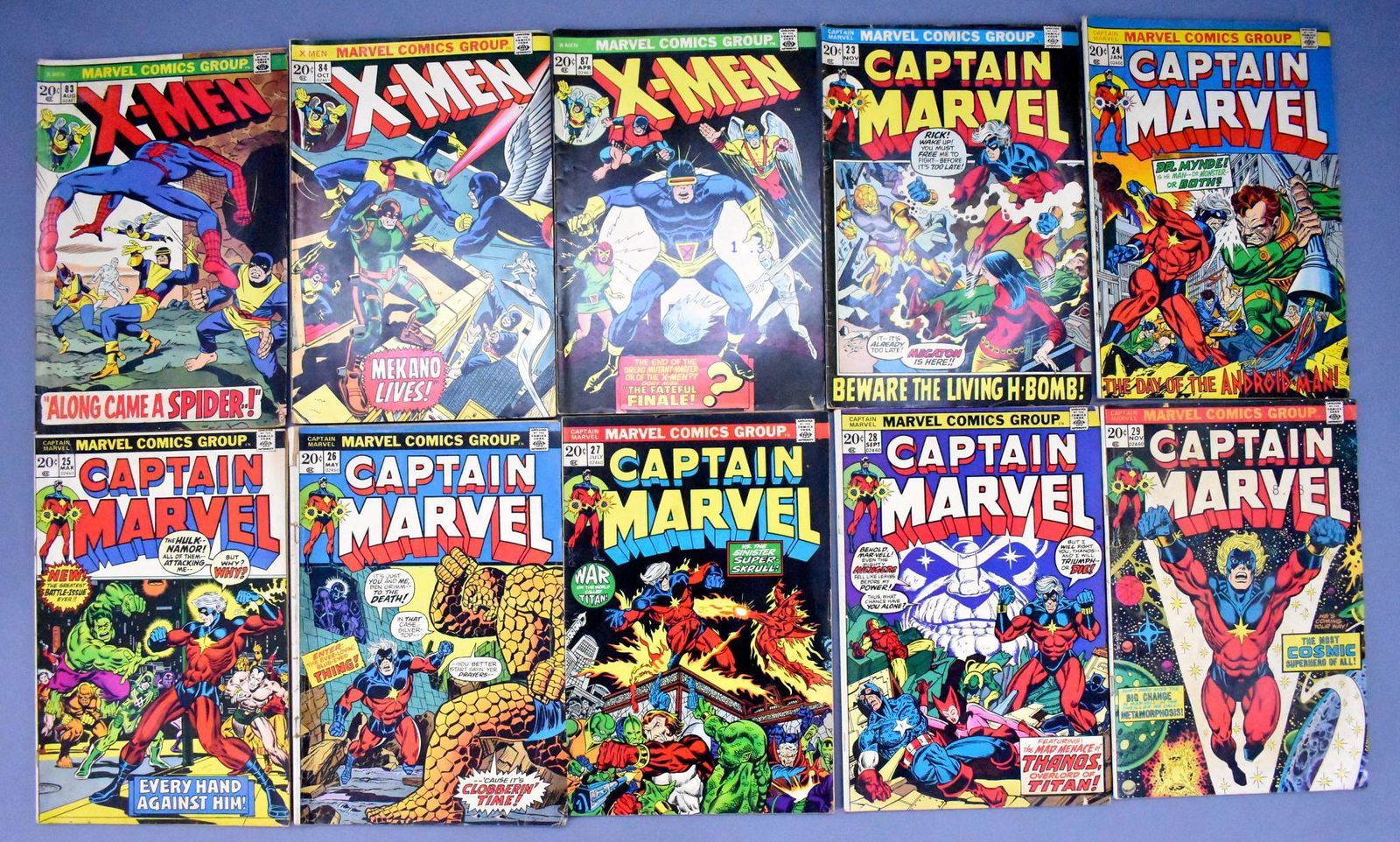 Ten X-Men and Captain Marvel bronze age comic books (1 of 2)