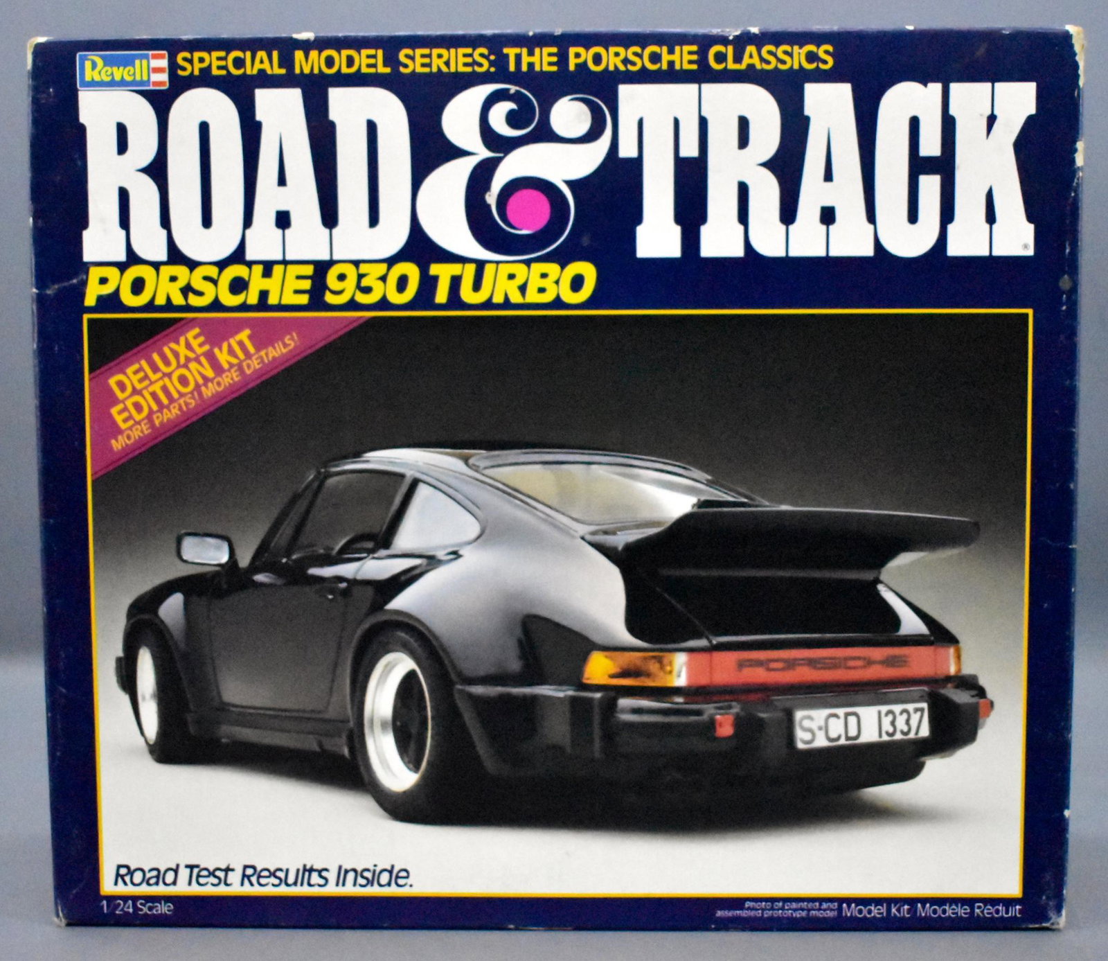 Unbuilt Revell Road & Track Porche 930 turbo 1/24 scale: Unbuilt Revell Road & Track Porche 930 turbo 1/24 scale model kit. This is an open box, sealed bag kit with some parts that were no sealed, complete with original instruction sheet in a very good orig