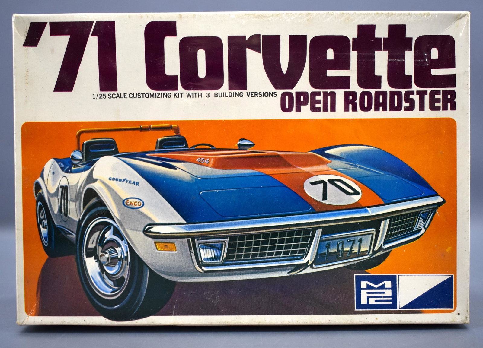 Factory sealed MPC 1971 Chevy Corvette open roadster: Factory sealed MPC 1971 Chevy Corvette open roadster 1/25 scale model kit, perfectly sealed in a very nice original box.