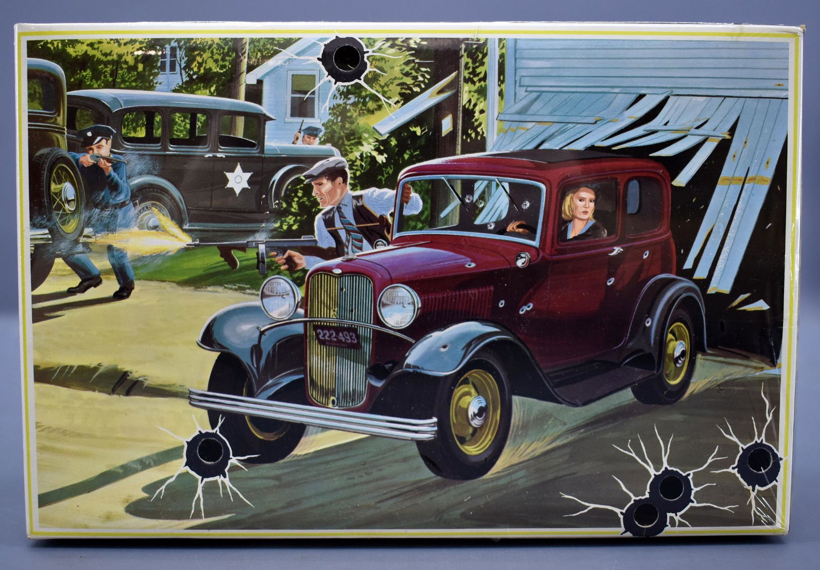Factory sealed AMT Bonnie & Clyde '32 Ford Vicky: Factory sealed AMT Bonnie & Clyde '32 Ford Vicky T220-200 1/25 scale model kit. Shrinkwrap is mostly intact, it is split at seam on one side, split runs width of box, , otherwise no issues, lid has so