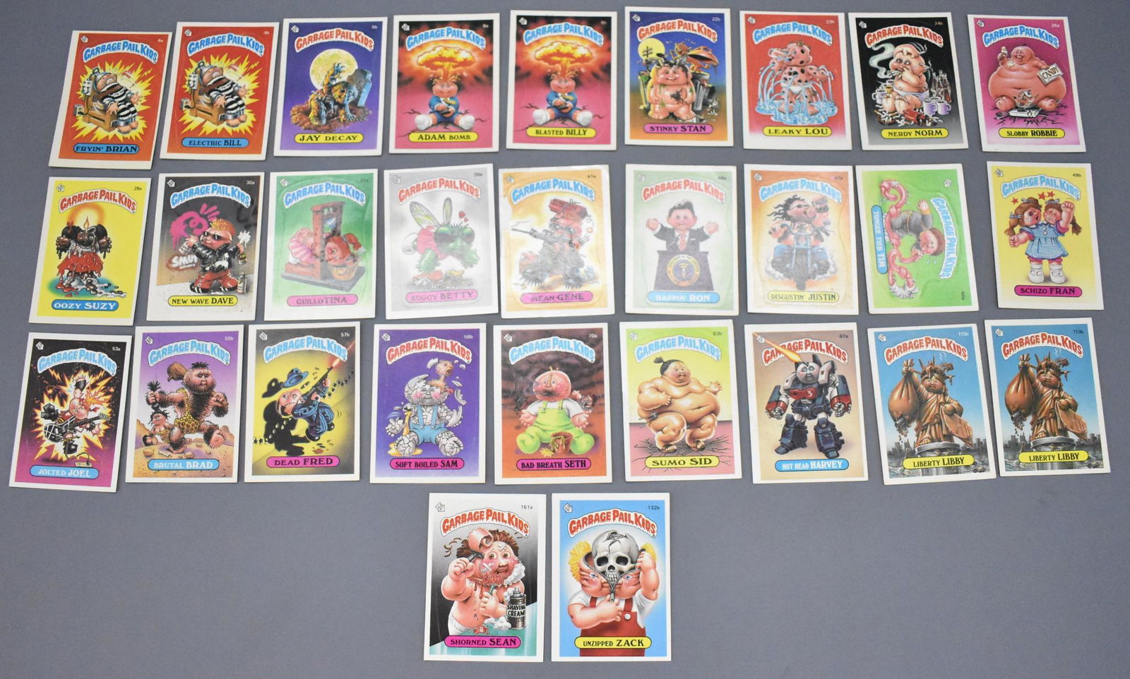 Group of 29 hard to find Garbage Pail Kids cards /: Group of hard to find Garbage Pail Kids cards / stickers. Includes 29 cards that are all different from the a and b series. These were never in sleeves so they are likely in the VG-EX range. Card 46a