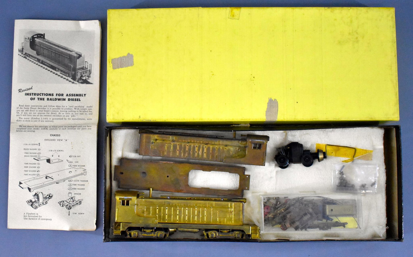 Kemtron HO brass Baldwin diesel locomotive kit in: Kemtron HO brass Baldwin diesel locomotive kit in original box. Appears to be completely built up and has some extra parts in a very good original box. Sold as-is as seen in the photos with no returns