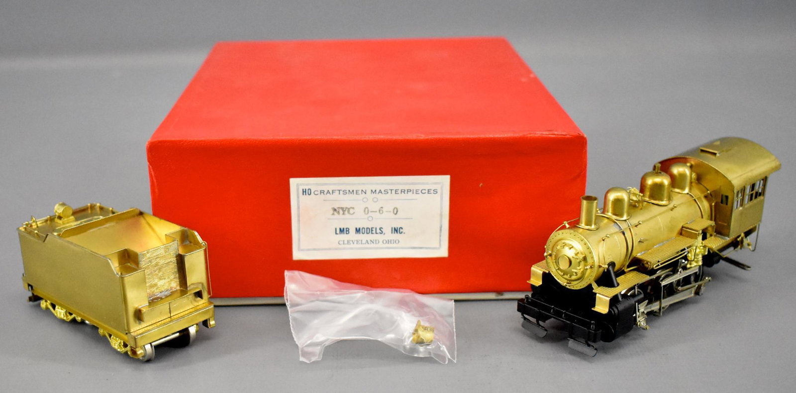 LMB HO scale brass New York Central 0-6-0 steam: LMB HO scale brass New York Central 0-6-0 steam locomotive in original box, unrun and C8-9 in an excellent original box that is missing the foam insert.