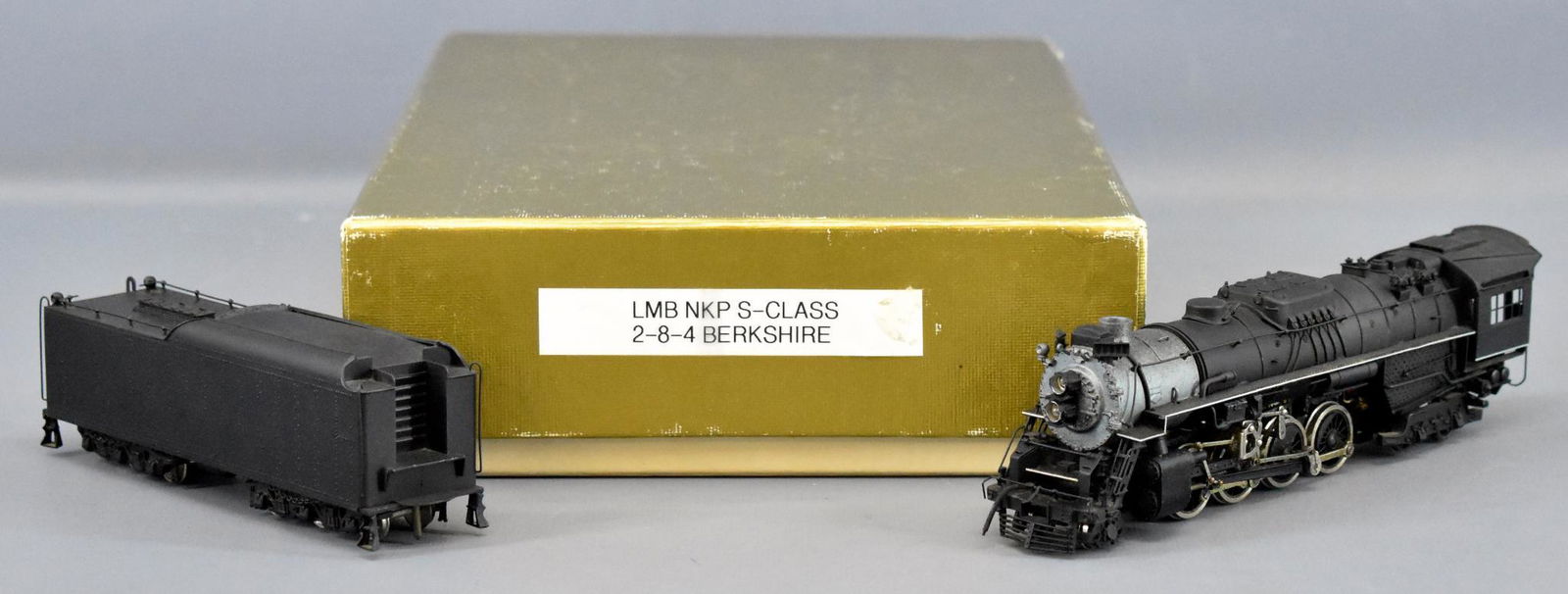 LMB HO scale brass 2-8-4 NICKEL PLATE ROAD S Class: LMB HO scale brass NICKEL PLATE ROAD S Class 2-8-4 Berkshire Berkshire Locomotive in original box, Locomotive is C7+ as it does show minor run time, has some light tarnish in spots, tender has some pa