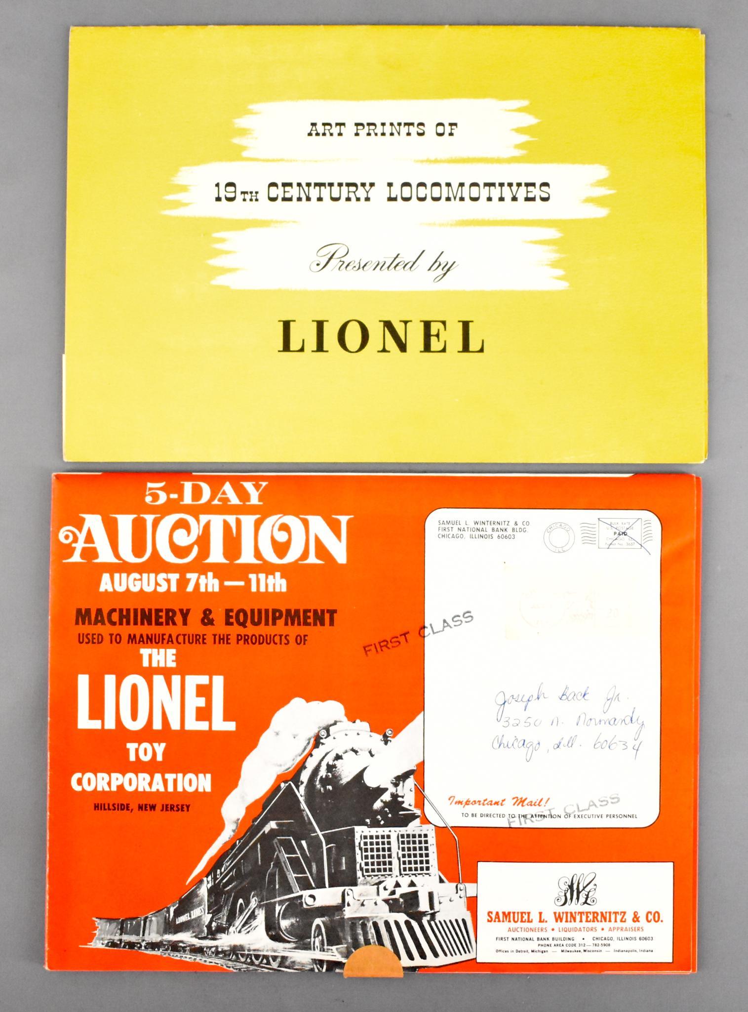 Original Lionel Toy Corporation Winternitz auction: Original Lionel Toy Corporation Winternitz auction flyer from 1967. this was addressed to Joseph Bak Jr, 1982-83 TCA National President. The flyer is in excellent to near mint condition and also comes