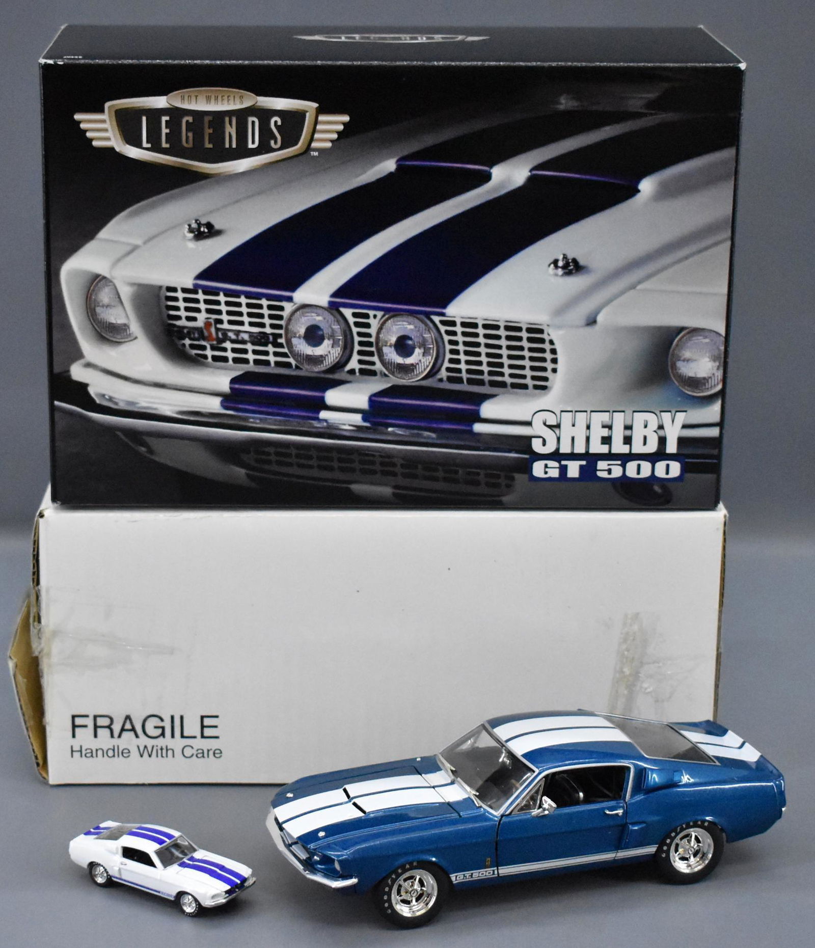 Hot Wheels Legends 1967 Mustang Shelby GT 500 1:24 1:64: Hot Wheels Legends 1967 Mustang Shelby GT 500 1:24 and 1:64 die cast in original box, mint and unopened as seen in the photos.