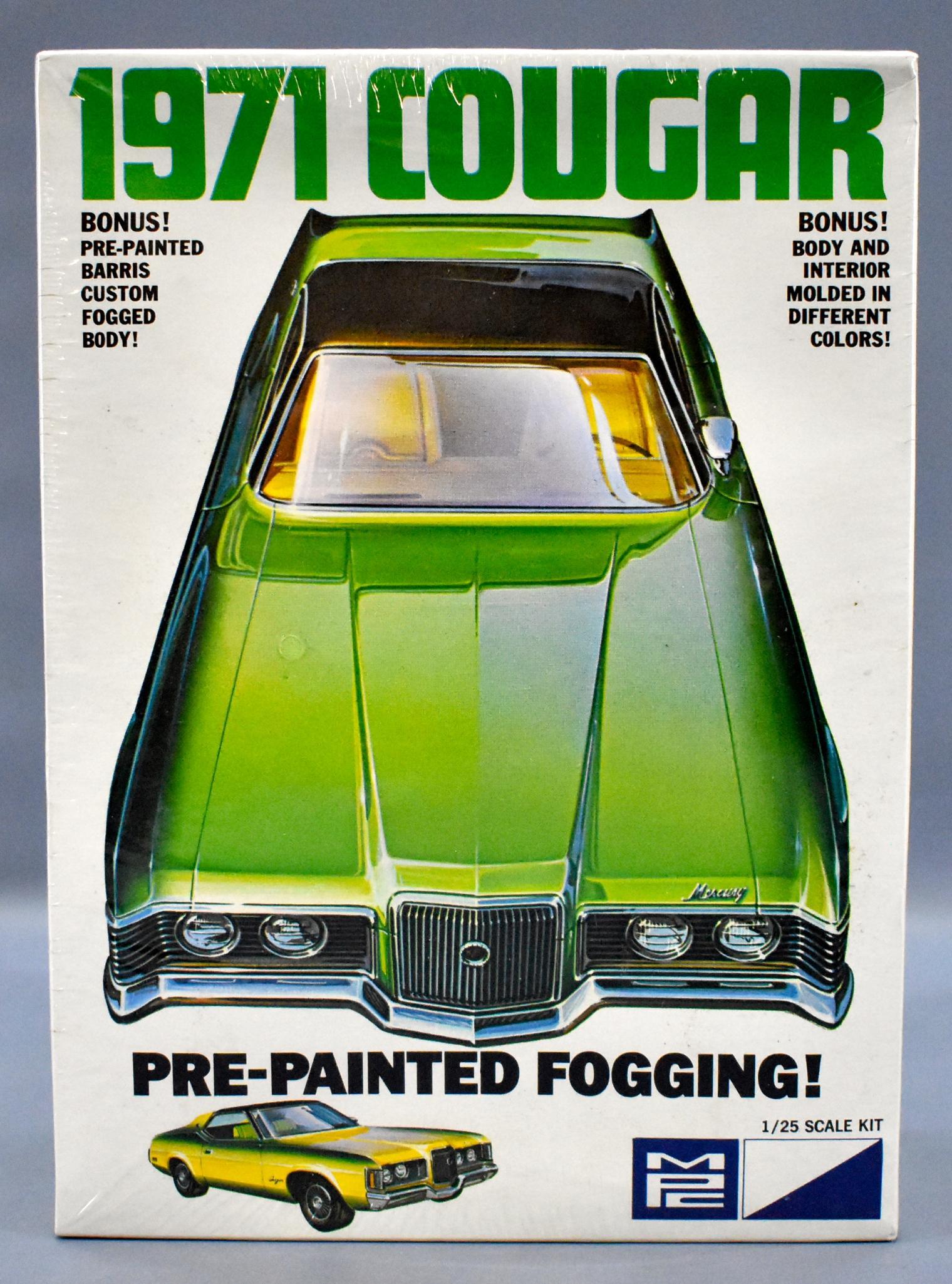 Factory sealed MPC 1971 Mercury Cougar XR-7 1/25 scale: Factory sealed MPC 1971 Mercury Cougar XR-7 1/25 scale model kit 7122, kit is perfectly sealed in a near mint original box.