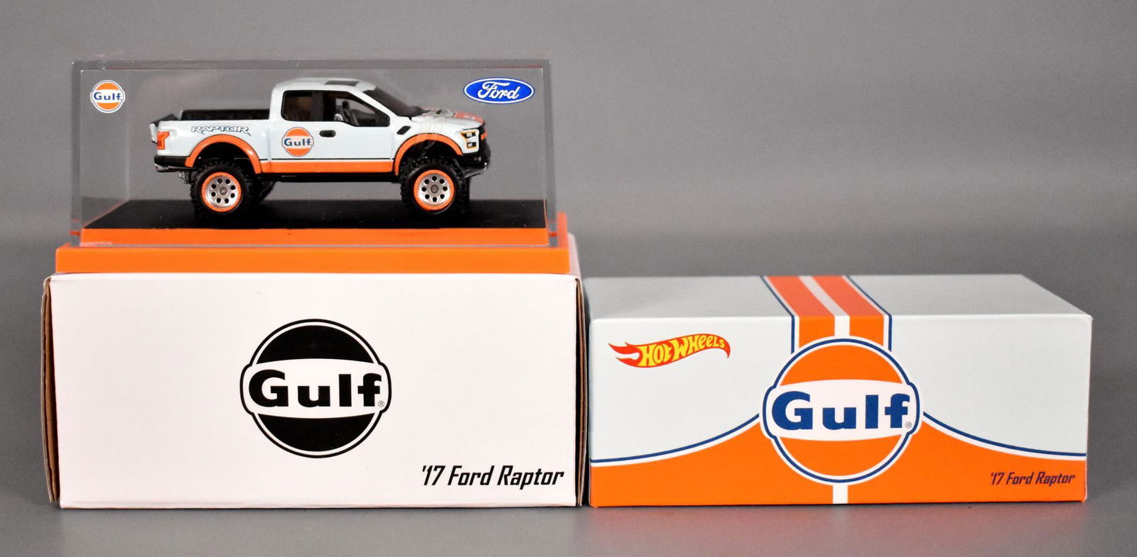 Hot Wheels Redline Club Gulf '17 Ford Raptor MIB: Hot Wheels Redline Club Gulf '17 Ford Raptor, 5964/10,000, mint in original box with plastic case.