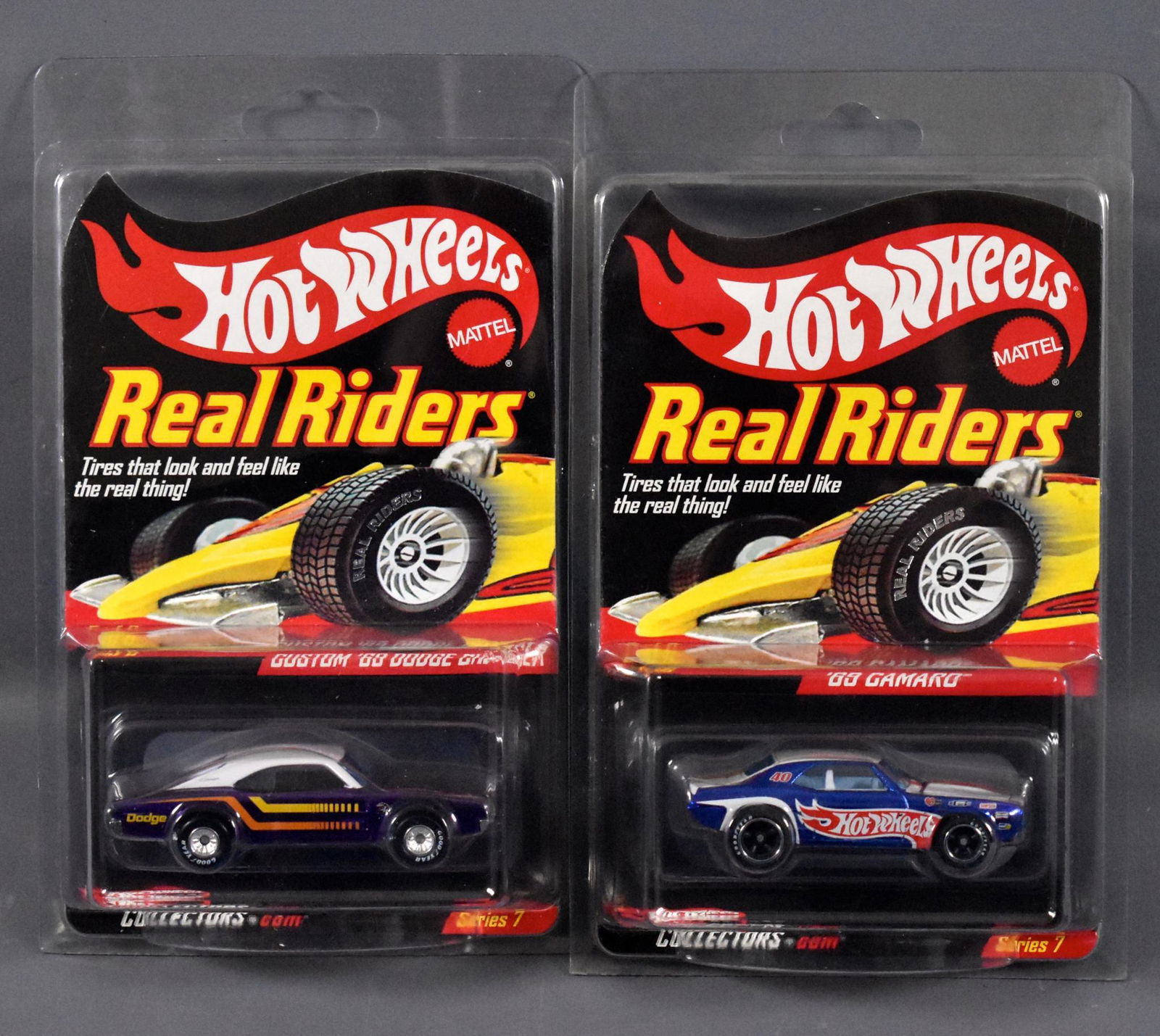 Two Mattel Hot Wheels Real Riders Redline Club cars MOC