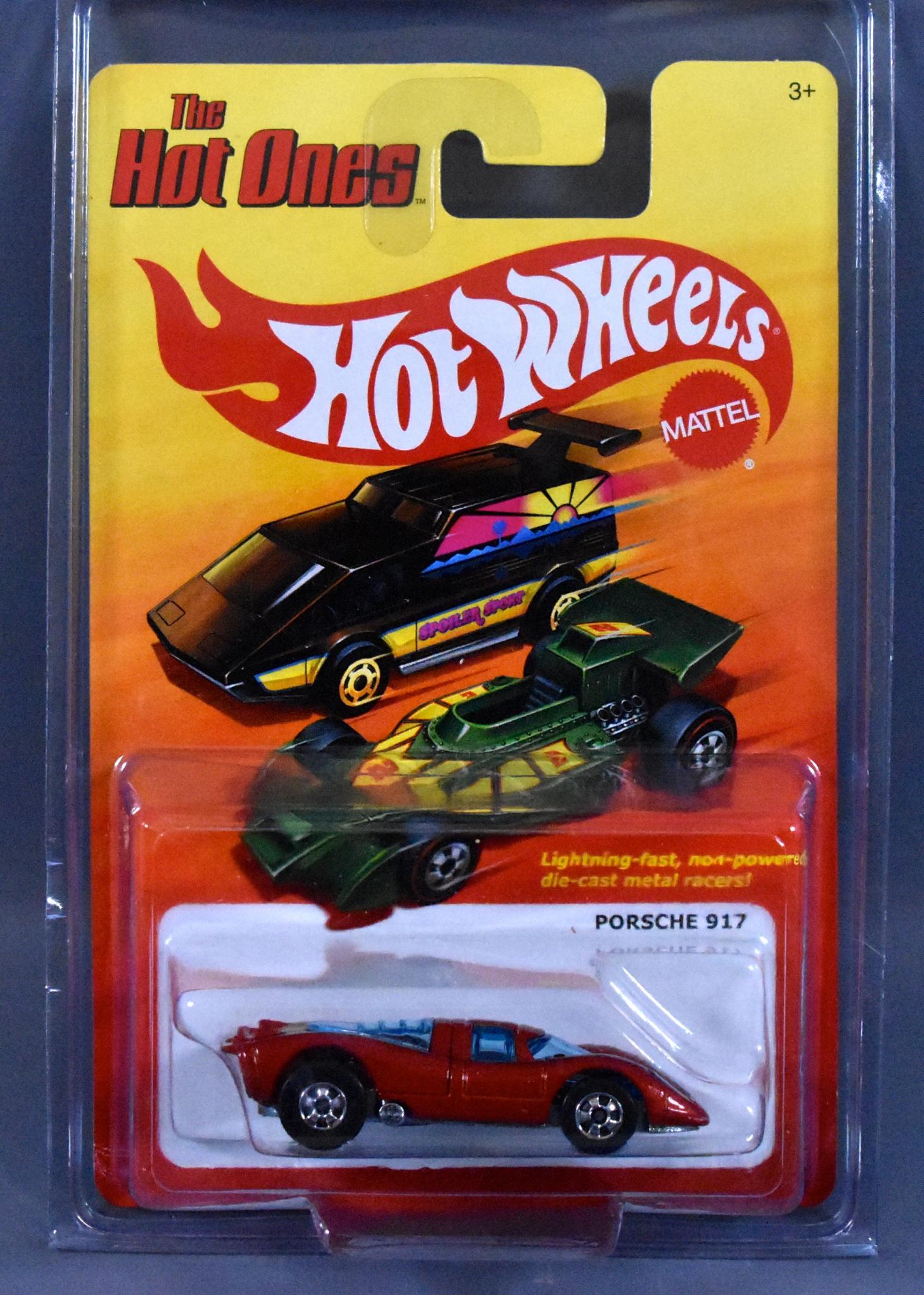 Mattel 2011 Hot Wheels Hot Ones Porsche 917 MOSC: Mattel 2011 Hot Wheels Hot Ones Porsche 917, the car is near mint to mint on an excellent or better blister card with a clear blister as seen in the photos.
