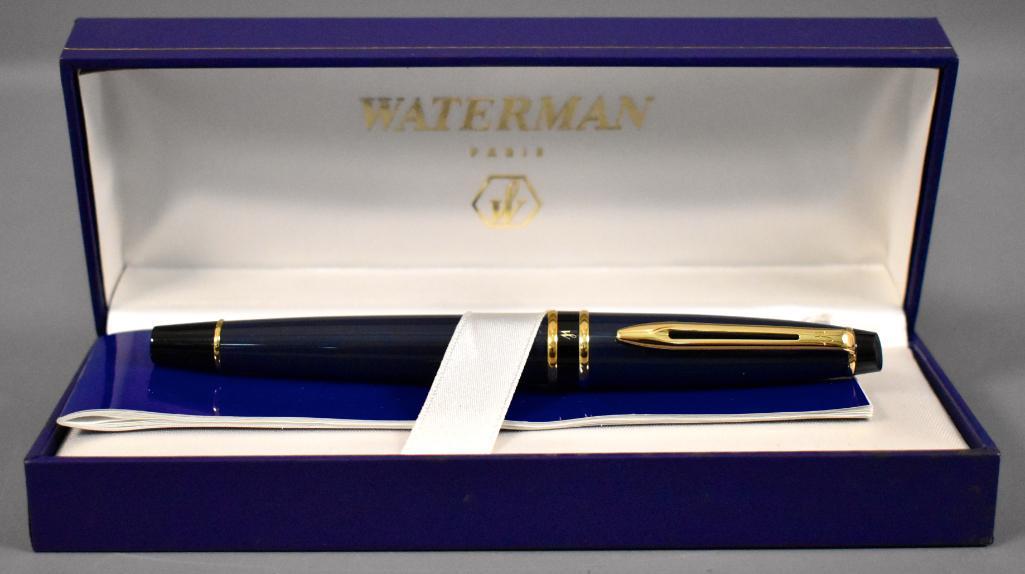 Waterman Expert fountain pen: This is a really early model of the Waterman Expert with a unique nib not found on later models of the Waterman. This pen has been used at some point and may or may not be missing internal parts as we