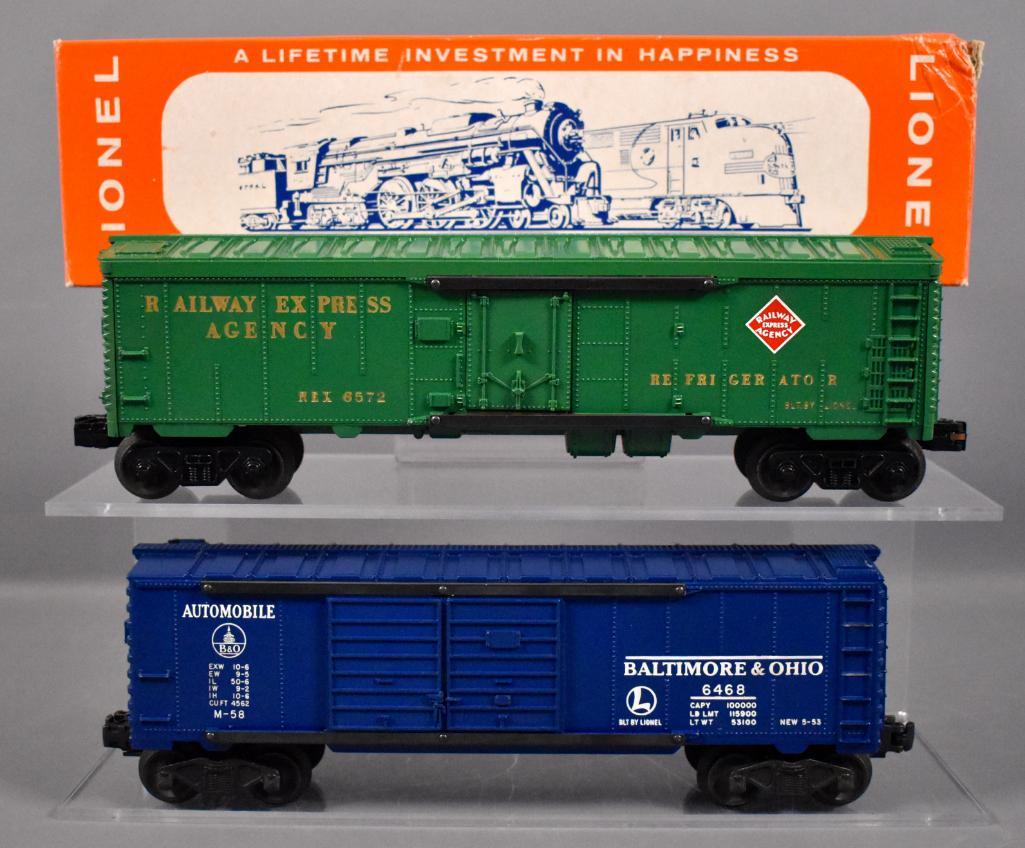 Lionel postwar O 6572 REA reefer in OB plus 6468 B&O (1 of 6)
