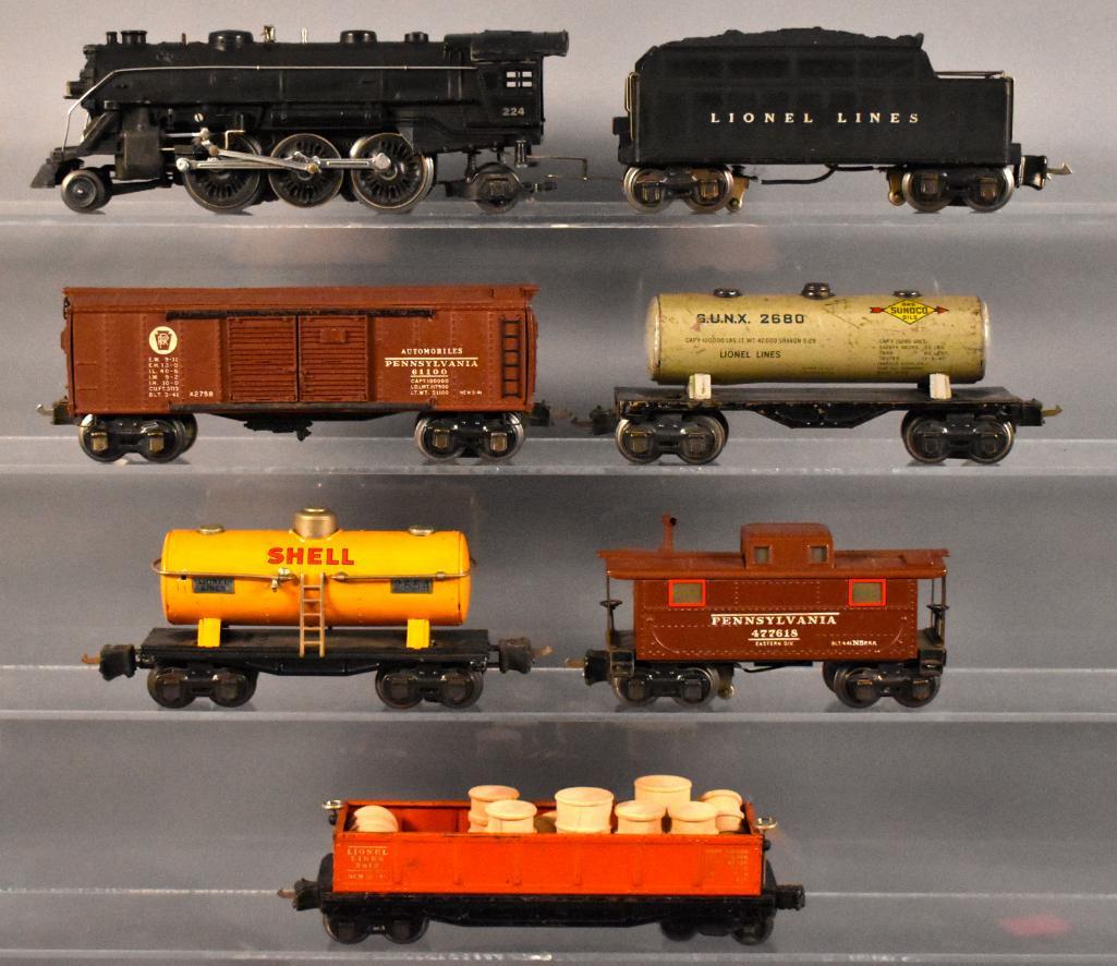 Group of Lionel prewar O gauge trains with 224 steam (1 of 6)