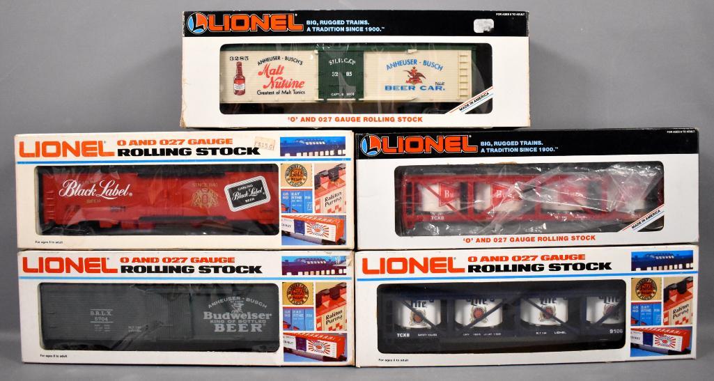 Five Lionel modern era O beer related freight cars in (1 of 4)