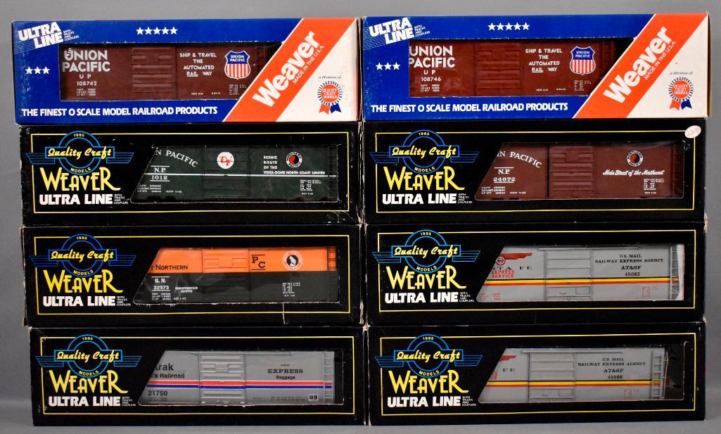 Eight Weaver O gauge PS-1 40' box cars in original (1 of 5)