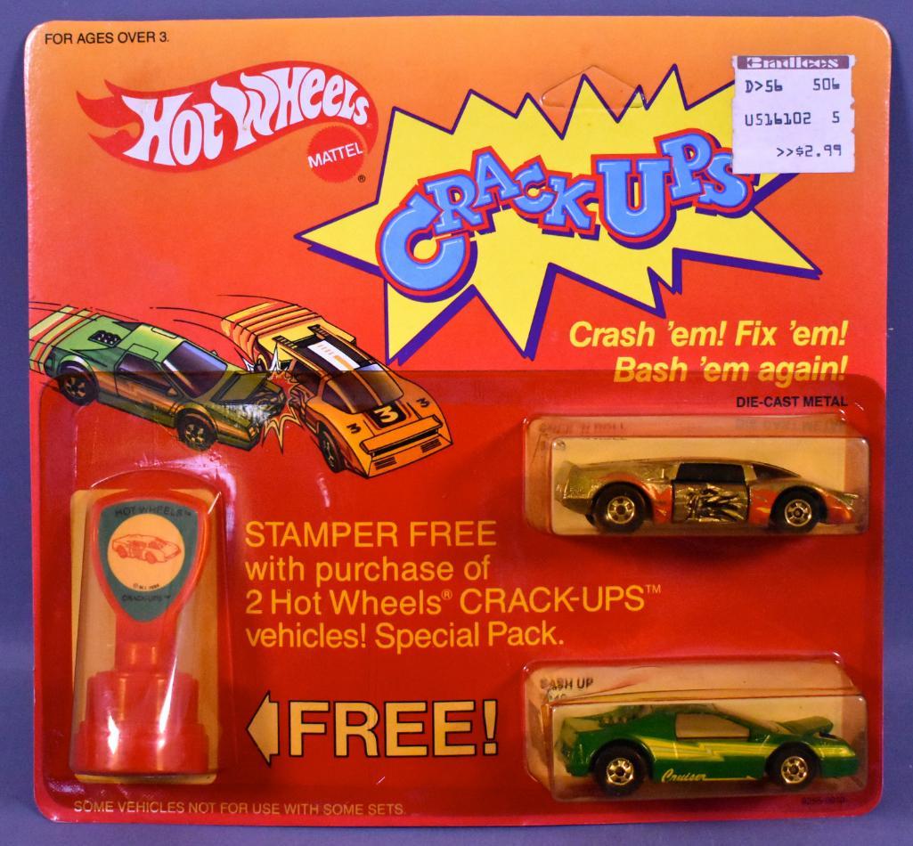 Blackwall Hot Wheels Crack Ups Special 2 pack on: Blackwall Hot Wheels Crack Ups Special 2 pack on blister card with Bash Up and Sock n Roll plus a red stamper on an excellent unpunched card with yellowed blister.
