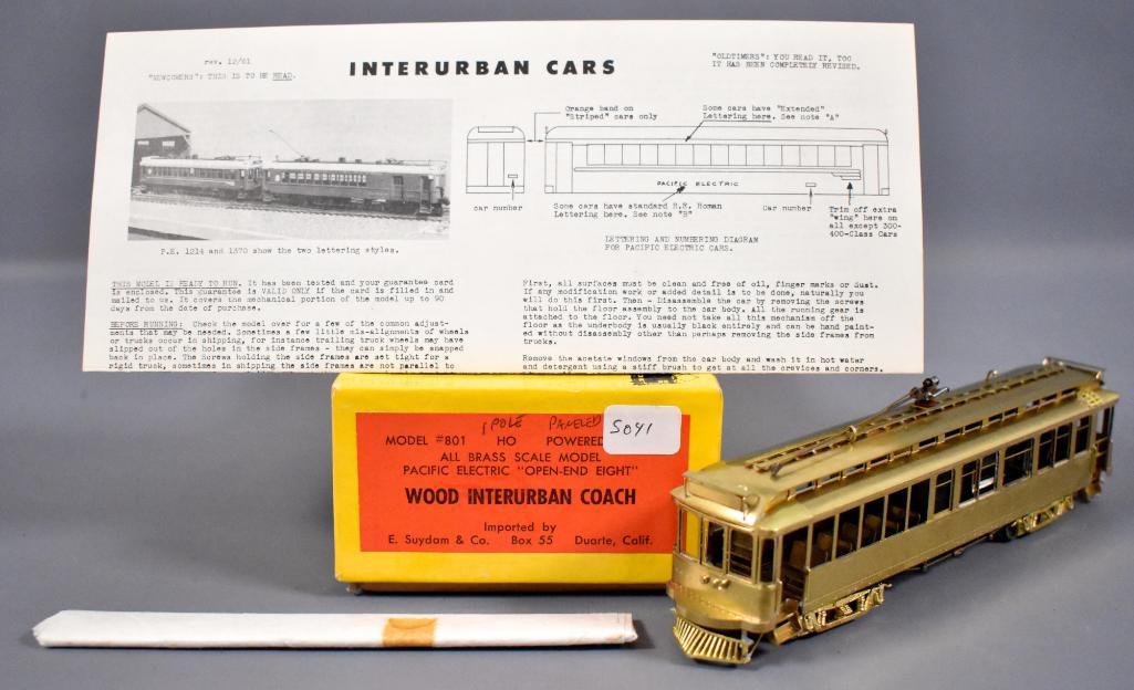 E. Suydam HO scale brass 801 wood interurban coach in (1 of 10)