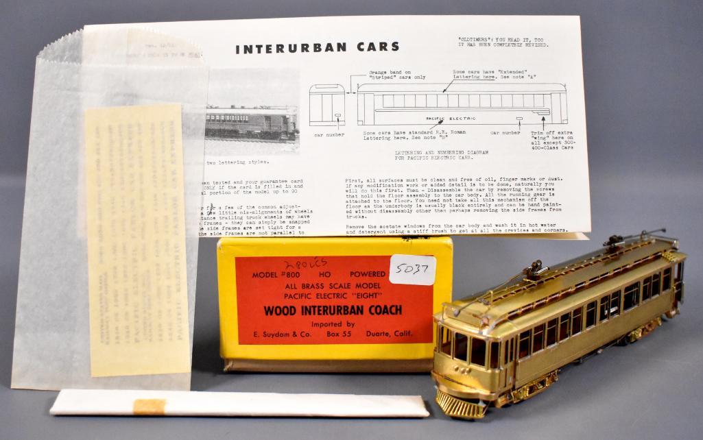 E. Suydam HO scale brass 800 wood interurban coach in (1 of 9)