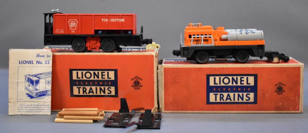 Lionel postwar O 55 tie-jector and 3927 track cleaning (1 of 9)