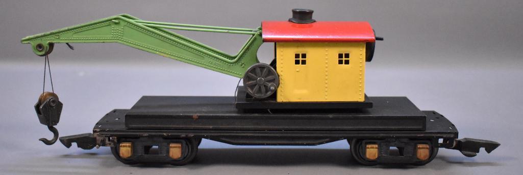 American Flyer prewar O 416 wrecker crane car: American Flyer prewar O 416 wrecker crane car. Great looking car that needs a replacement string, otherwise C7.