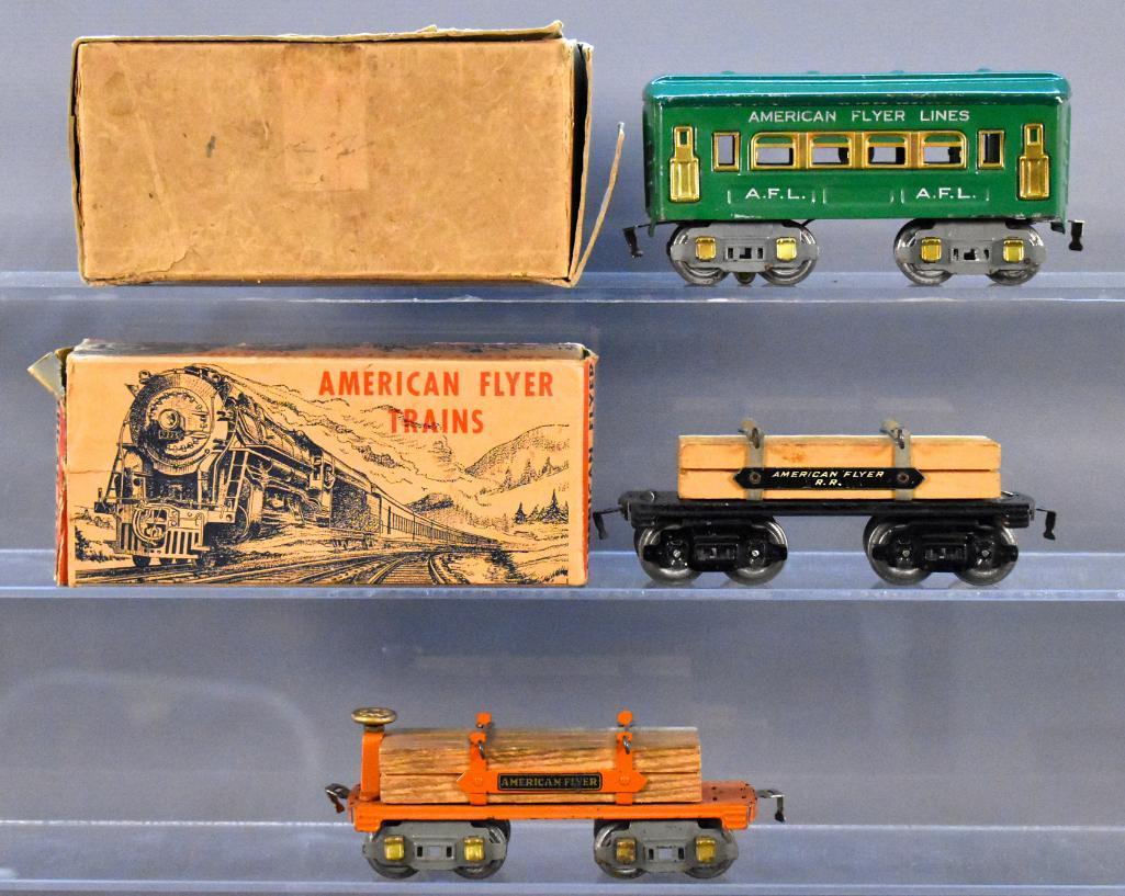 Three American Flyer prewar O train cars rolling stock (1 of 6)