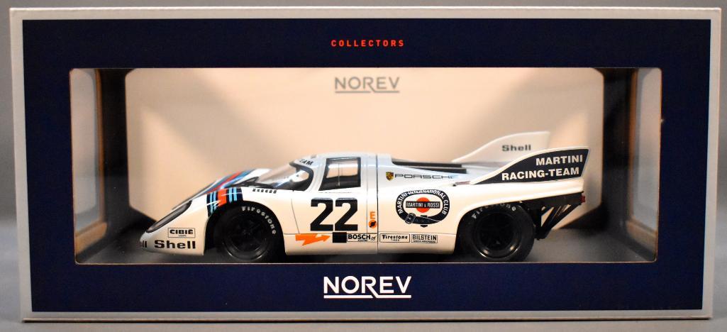 Norev 1/18 scale die cast 1971 24H LeMans Porsche 917K: Norev 1/18 scale die cast 1971 24H LeMans Porsche 917K winner in original box, Marko / van Lennep, mint in original box.