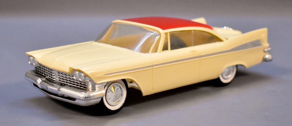 X-EL 1959 Plymouth Fury hardtop promo car Jo-Han: X-EL 1959 Plymouth Fury hardtop promo car Jo-Han reproduction, red over cream in near mint to mint condition as seen in the photos.
