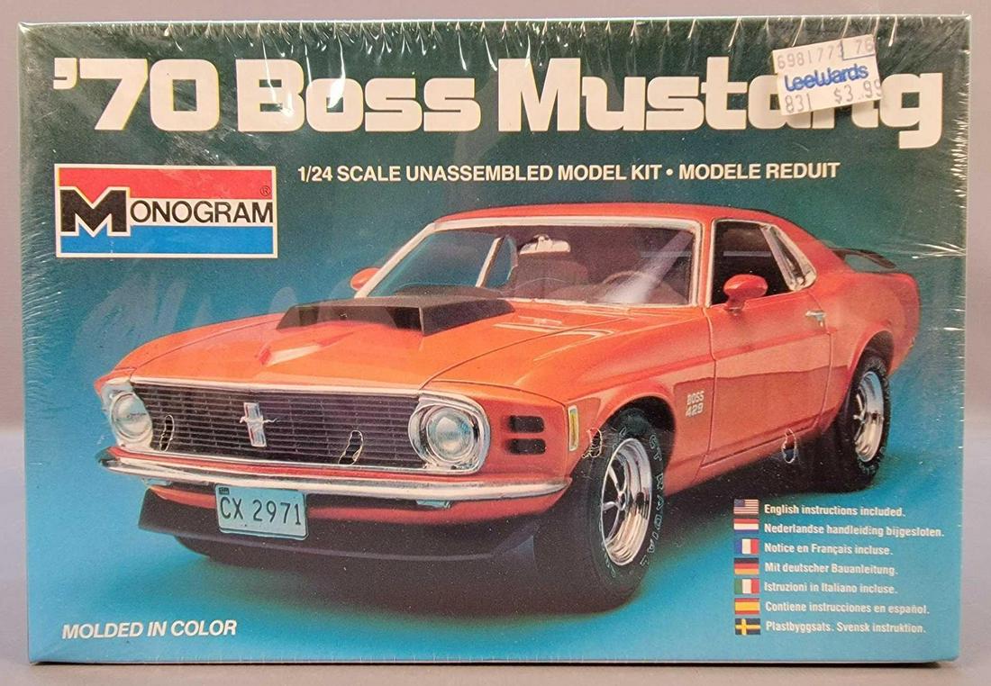 Factory sealed Monogram '70 Boss Mustang 1/24 scale: Factory sealed Monogram '70 Boss Mustang 1/24 scale model kit in original box, excellent original box.