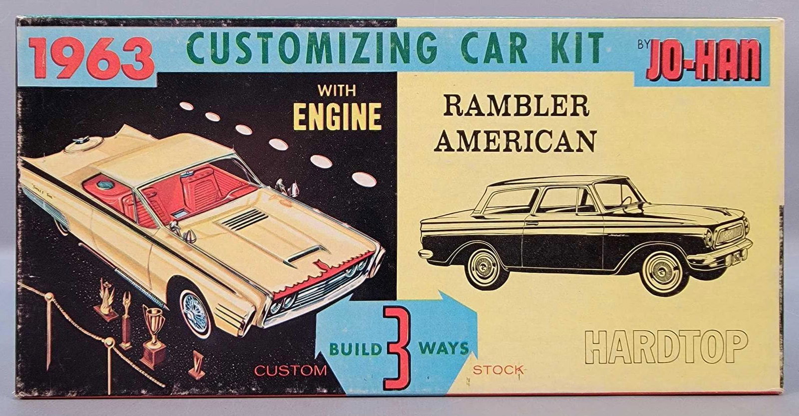 Mint unbuilt Jo-Han Rambler American hardtop 1/25 scale: Mint unbuilt Jo-Han Rambler American hardtop 1/25 scale model kit 4663:149, complete with a crisp original instruction sheet and mint unused decal sheet in a near mint original box.
