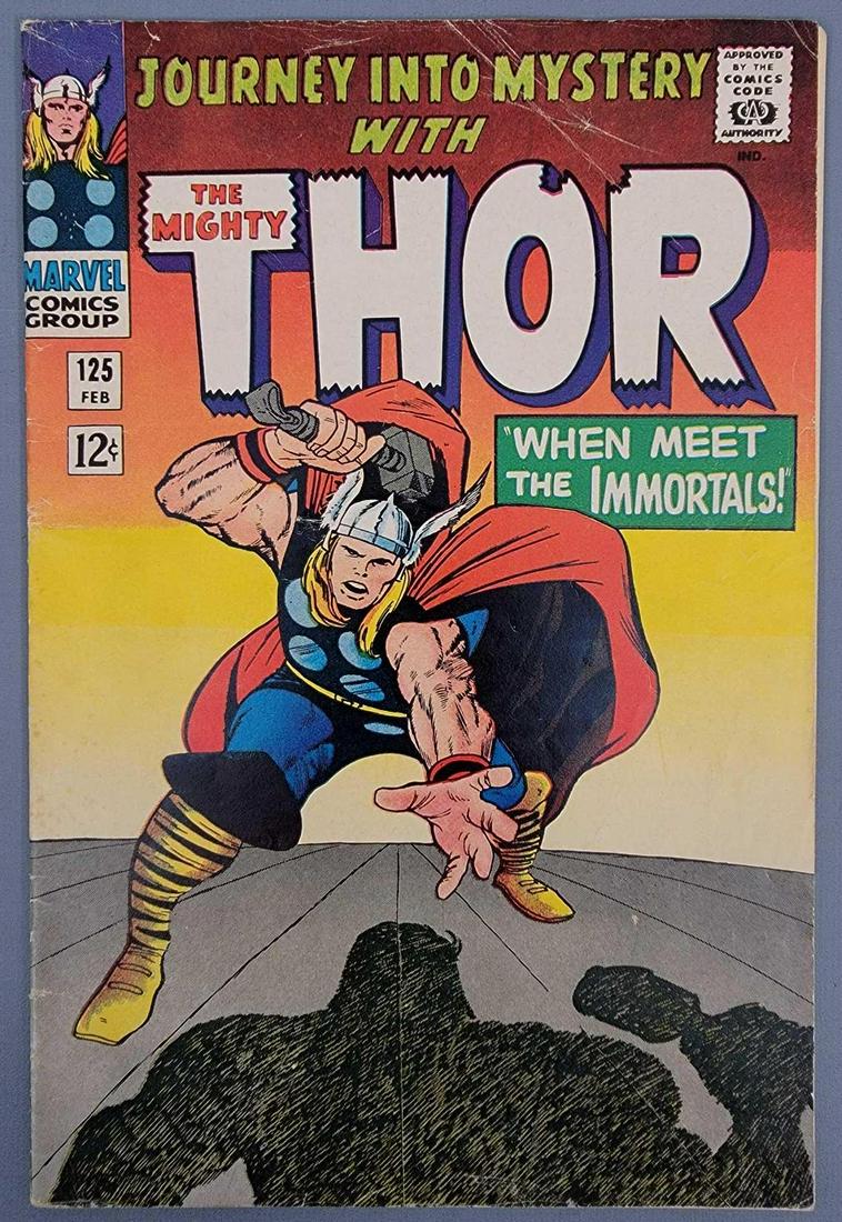 Journey Into Mystery 125 final issue leading into The: Journey Into Mystery 125 final issue leading into The Mighty Thor, 3rd appearance of Hercules. Nice shape except for the creases along the top edge, 3.5 as seen in the photos. Comes bagged and boarded