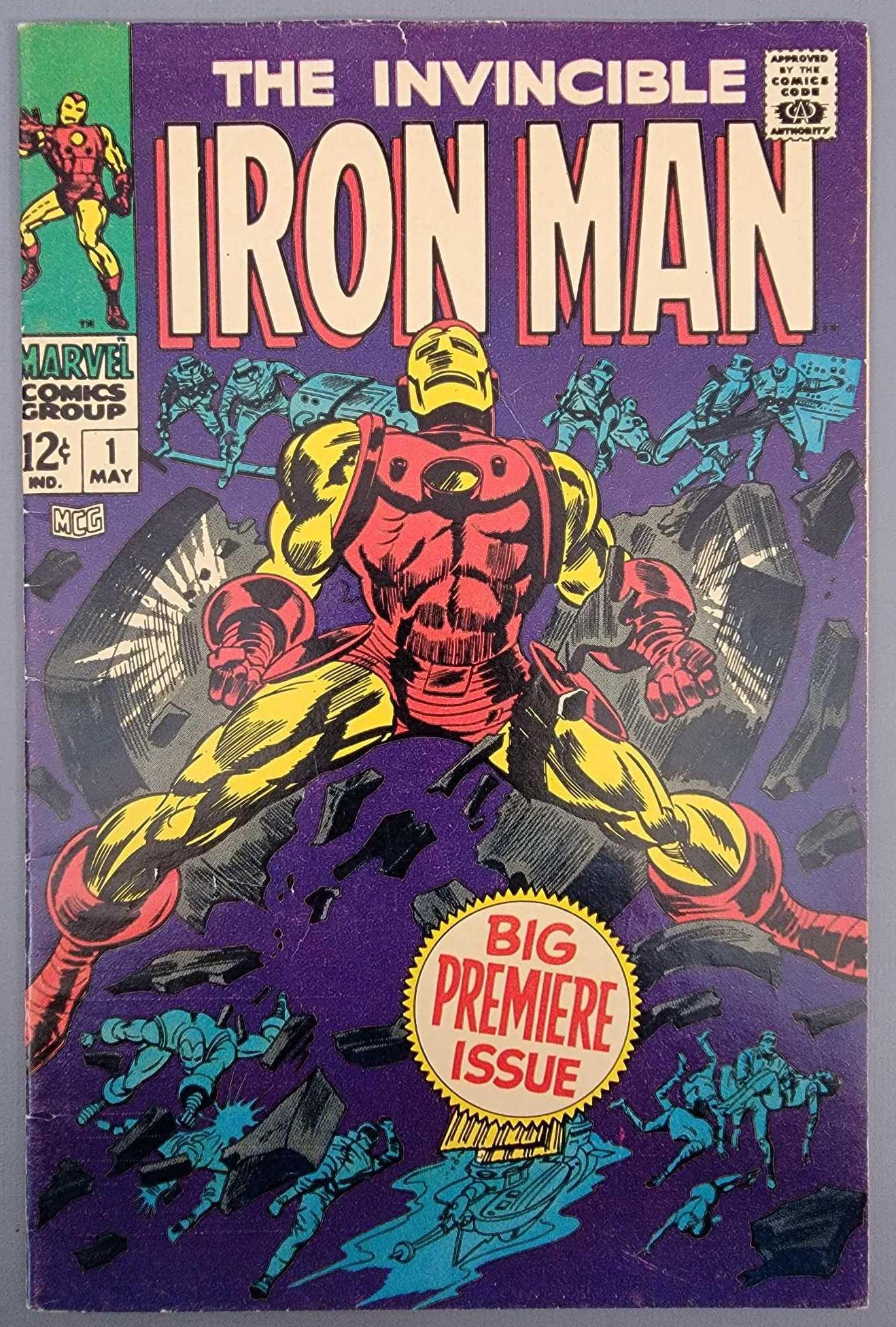 Silver age Iron Man #1 NICE: Silver age Iron Man #1, nice shape with a tiny tear along the top edge and minor spine wear and great color, 6.0 as seen in the photos. Comes bagged and boarded.