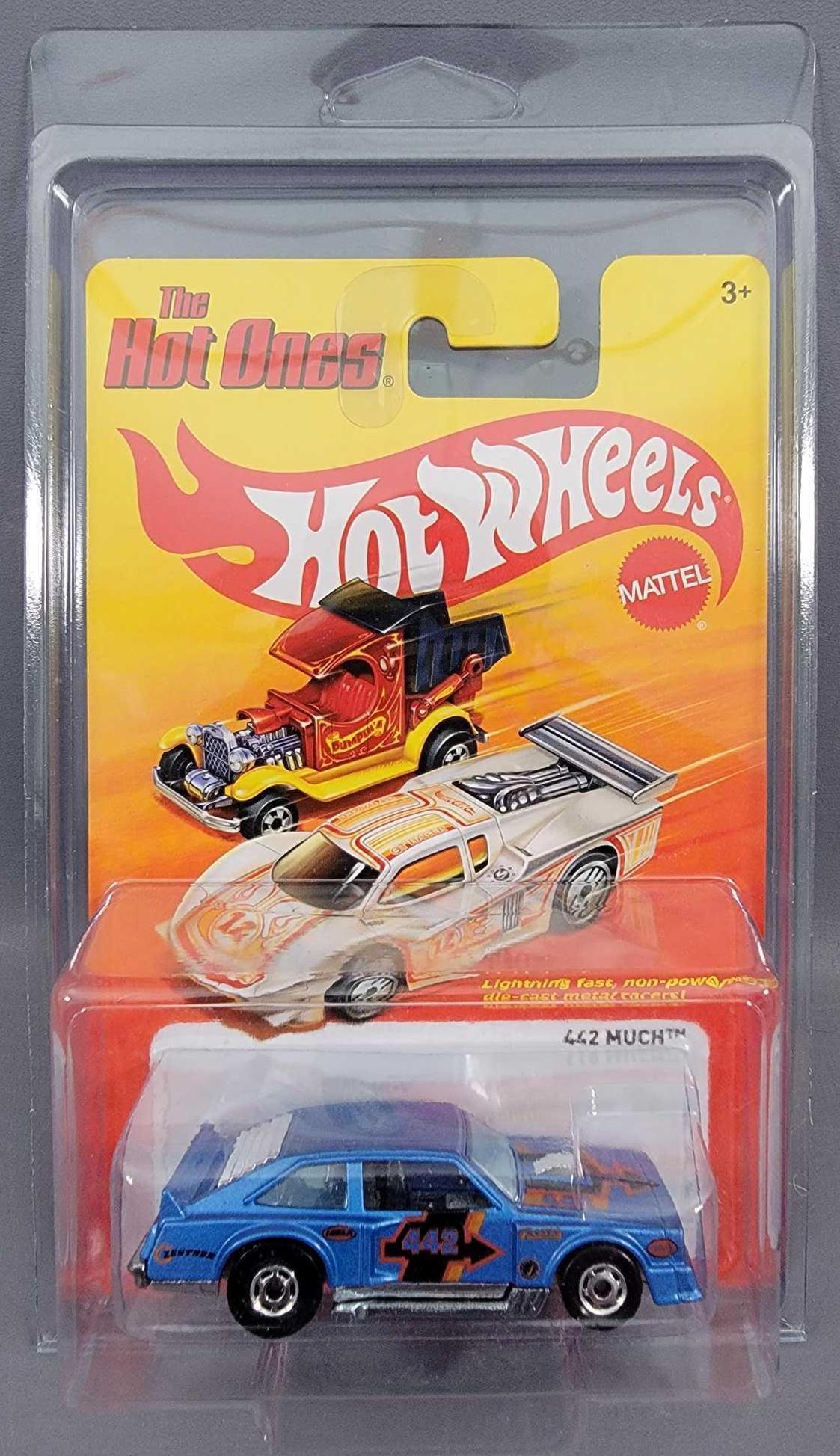 Mattel Hot Wheels modern Hot Ones 442 Much on blister: Mattel Hot Wheels modern Hot Ones 442 Much on blister card, near mint to mint on a mint card with a clear blister. Comes in a nice protecto pack.