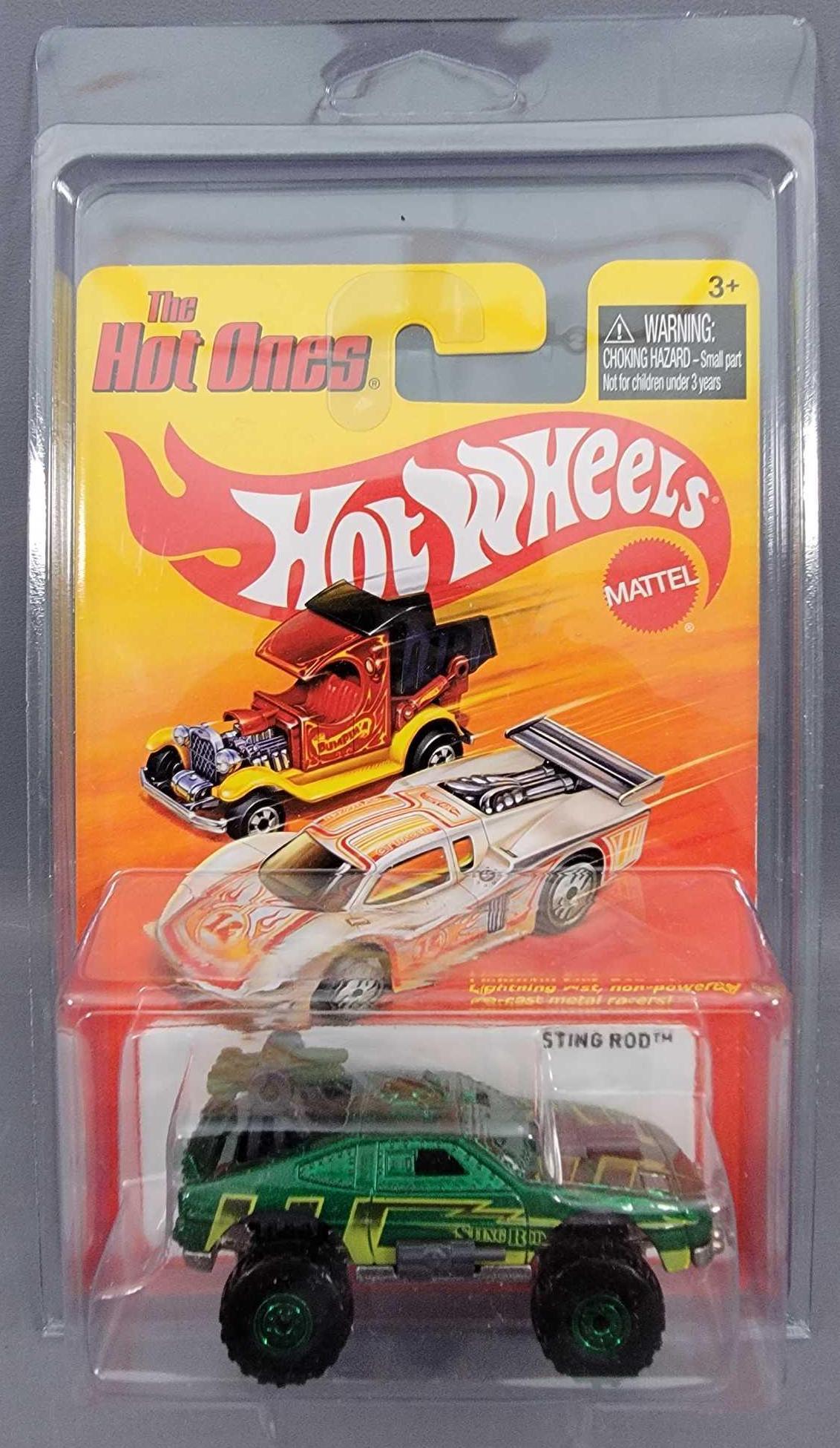 Mattel Hot Wheels modern Hot Ones Sting Rod on blister: Mattel Hot Wheels modern Hot Ones Sting Rod on blister card, near mint to mint on a mint card with a clear blister. Comes in a nice protecto pack.