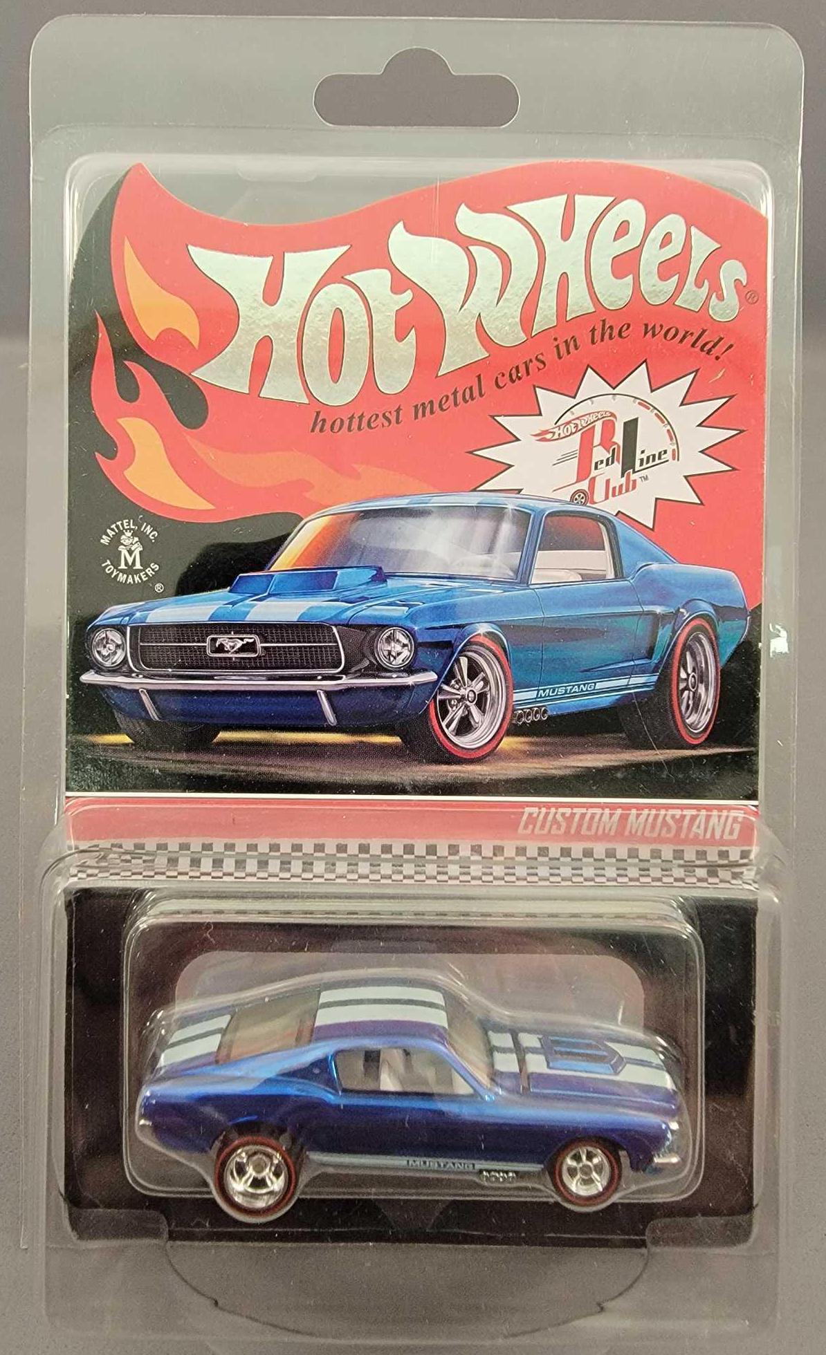 Hot Wheels RLC Custom Mustang on blister card: Hot Wheels RLC Custom Mustang on blister card, near mint to mint on a mint card with a clear blister. Comes in a nice protecto pack. 1304/12,500 produced.