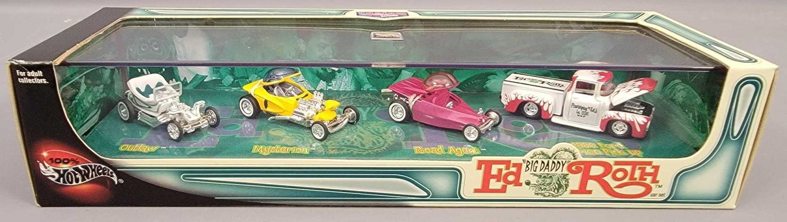 Hot Wheels 100% 27837 Ed Big Daddy Roth Custom series: Hot Wheels 100% 27837 Ed Big Daddy Roth Custom series set, includes four mint cars in a near mint case an very good original box.