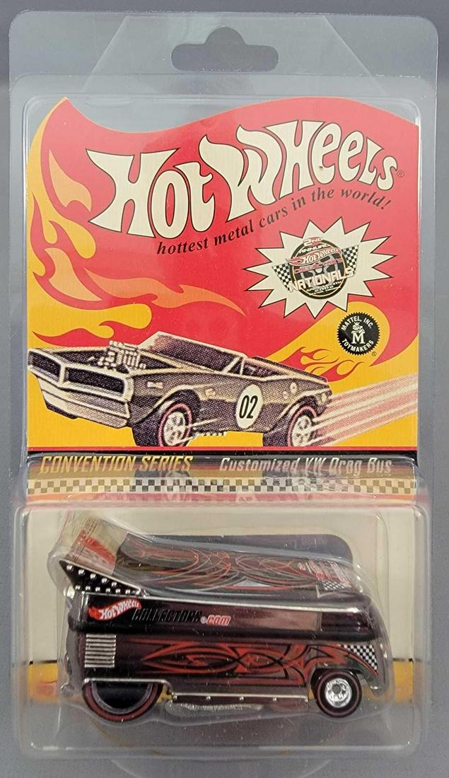 Hot Wheels Redline Collectors Club RLC Customized: Hot Wheels Redline Collectors Club RLC Convention Series Customized VOLKSWAGEN Drag Bus 2265 of 10,000, car is mint on a mint card in a mint Hot Wheels branded protector.