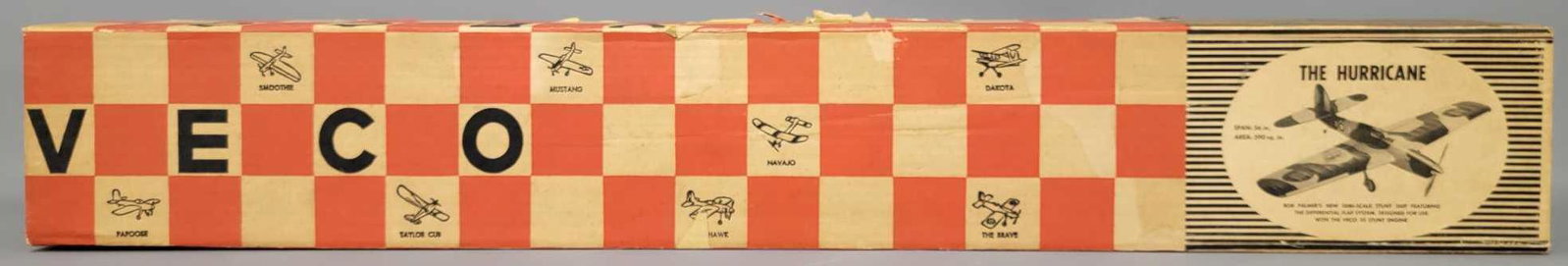 Vintage Veco gas control line The Hurricane balsa: Vintage Veco gas control line "The Hurricane "balsa airplane C-18. kit appears complete in mint condition in near mint box. Wingspan is 56" requires a .35 stunt engine
