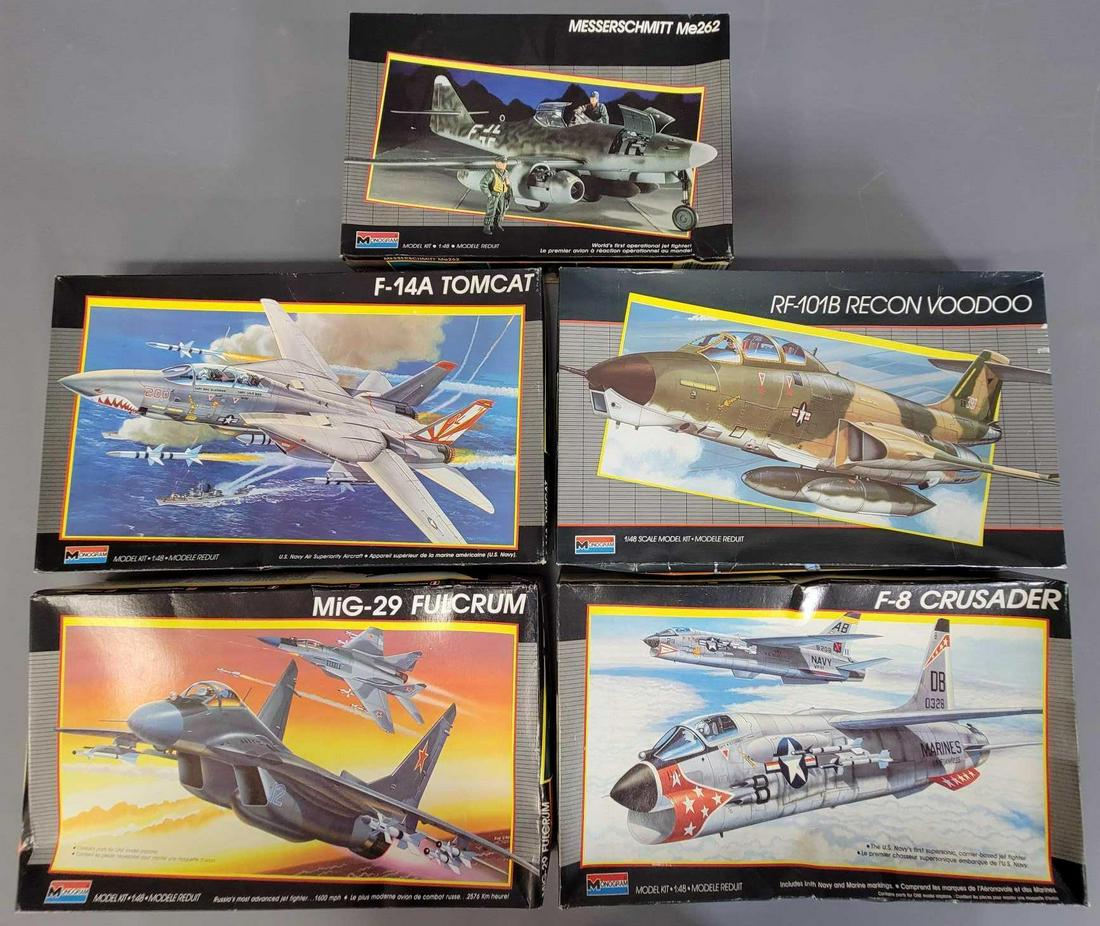 Mixed group of  five Monogram 1/48 jet fighter planes (1 of 5)