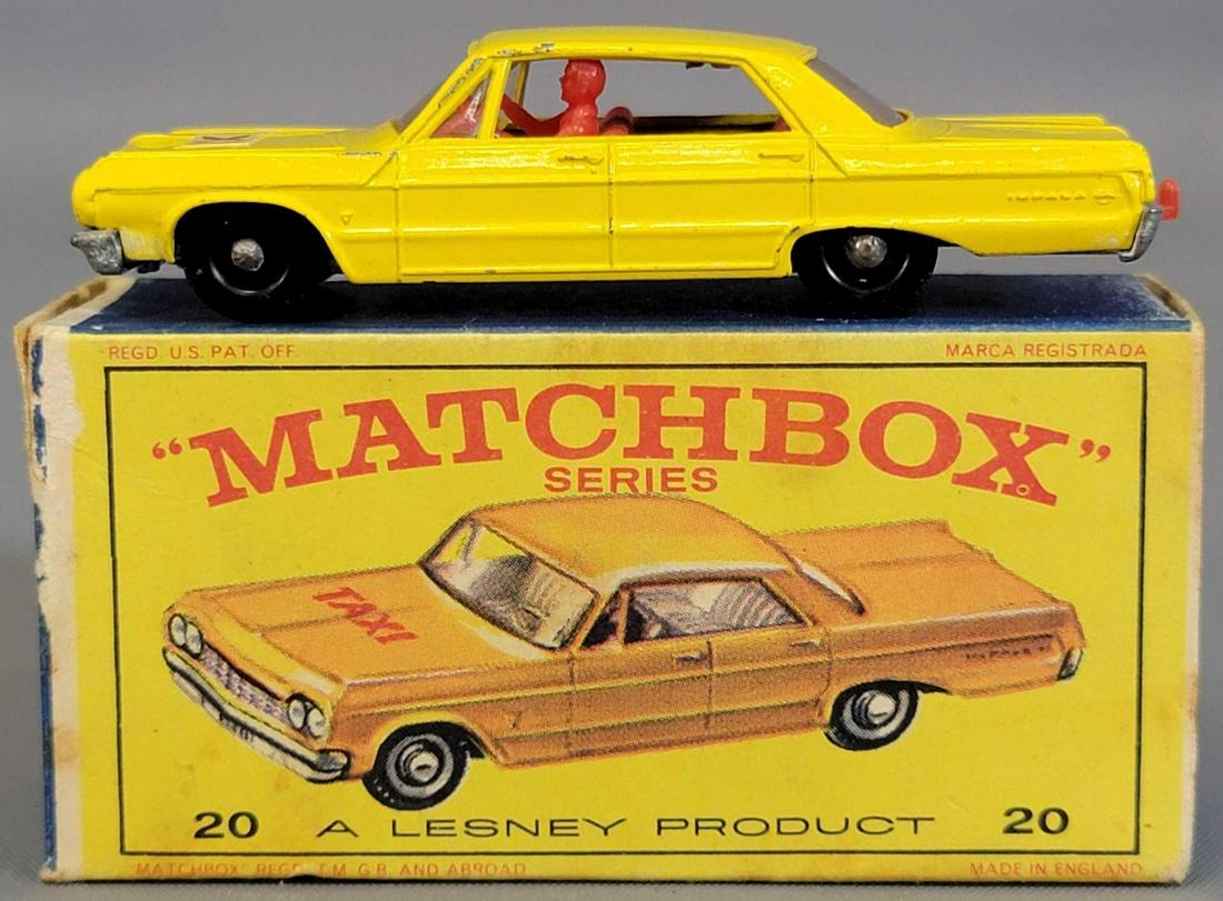 Lesney Matchbox light yellow  #20 New Model Taxi-Cab (1 of 6)
