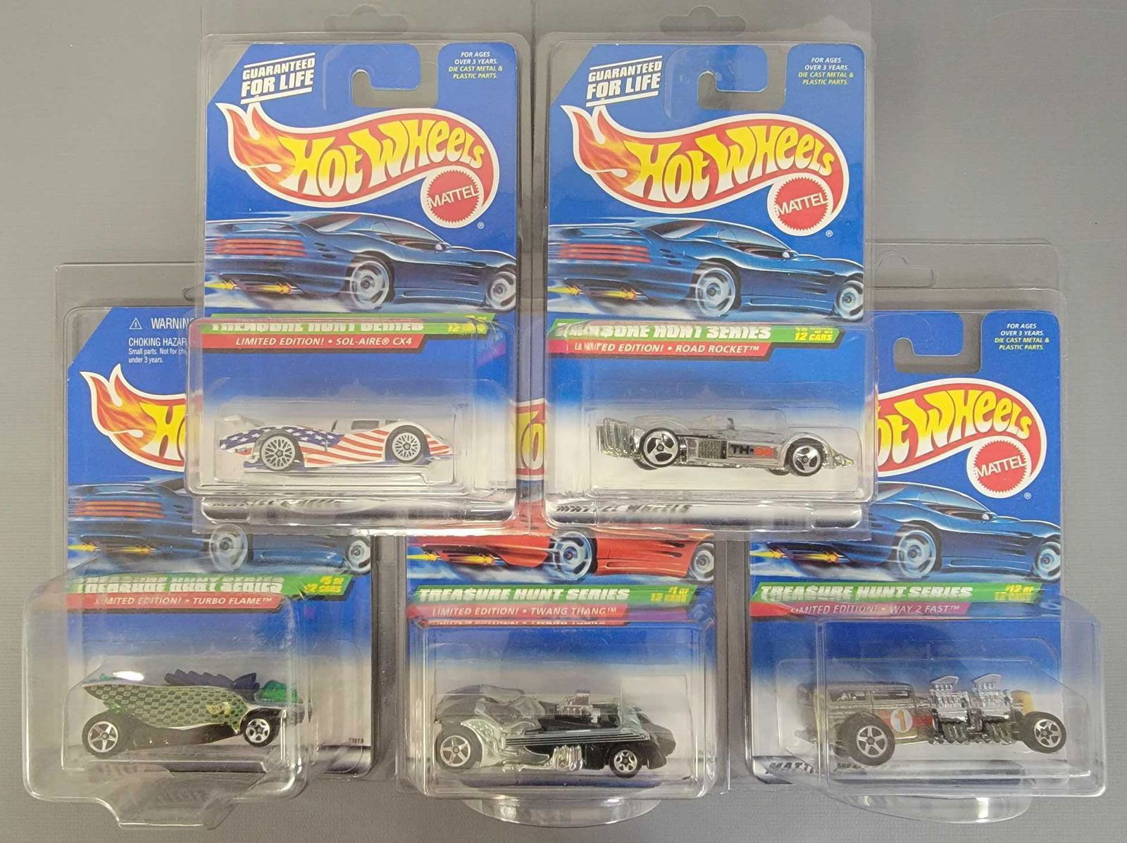 Group of Five Hot Wheels 1998 Treasure Hunt cars on (1 of 3)