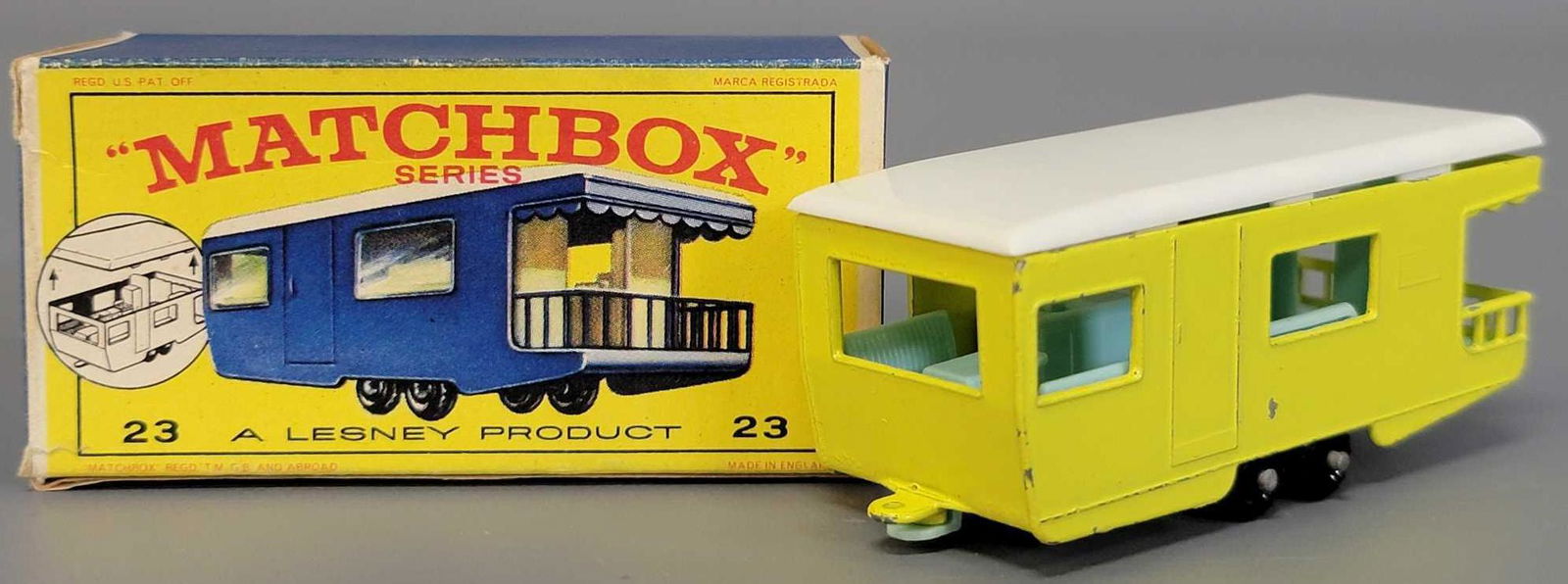 Lesney Matchbox 23 Yellow Trailer Caravan  in original (1 of 7)
