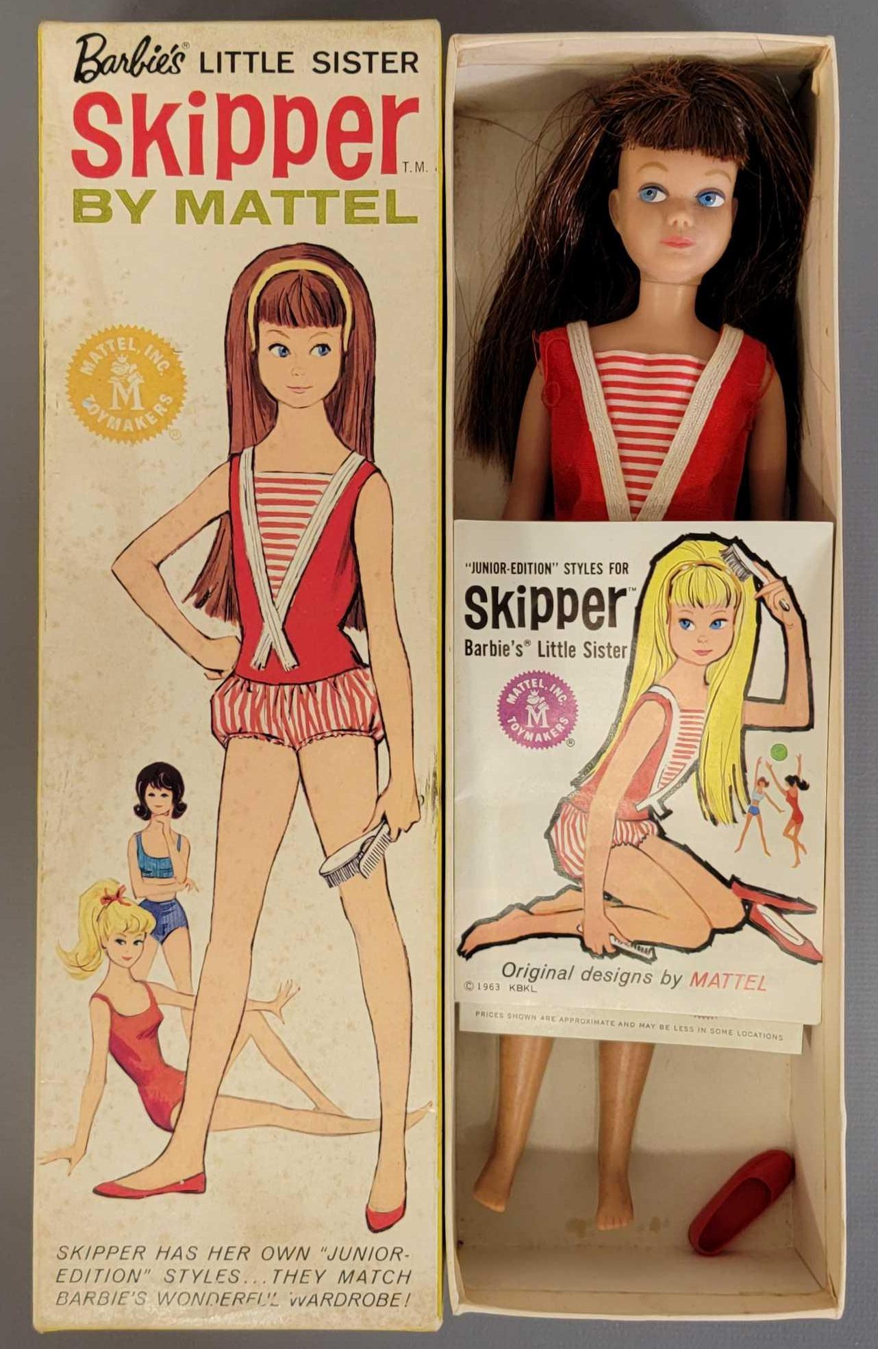 Vintage Mattel Barbie SL titian Skipper doll in: Vintage Mattel Barbie SL titian Skipper doll in original box with OSS 950. Doll is in excellent plus condition but needs to have the hair reset. Original swimsuit is nice and comes with shoes, two bru