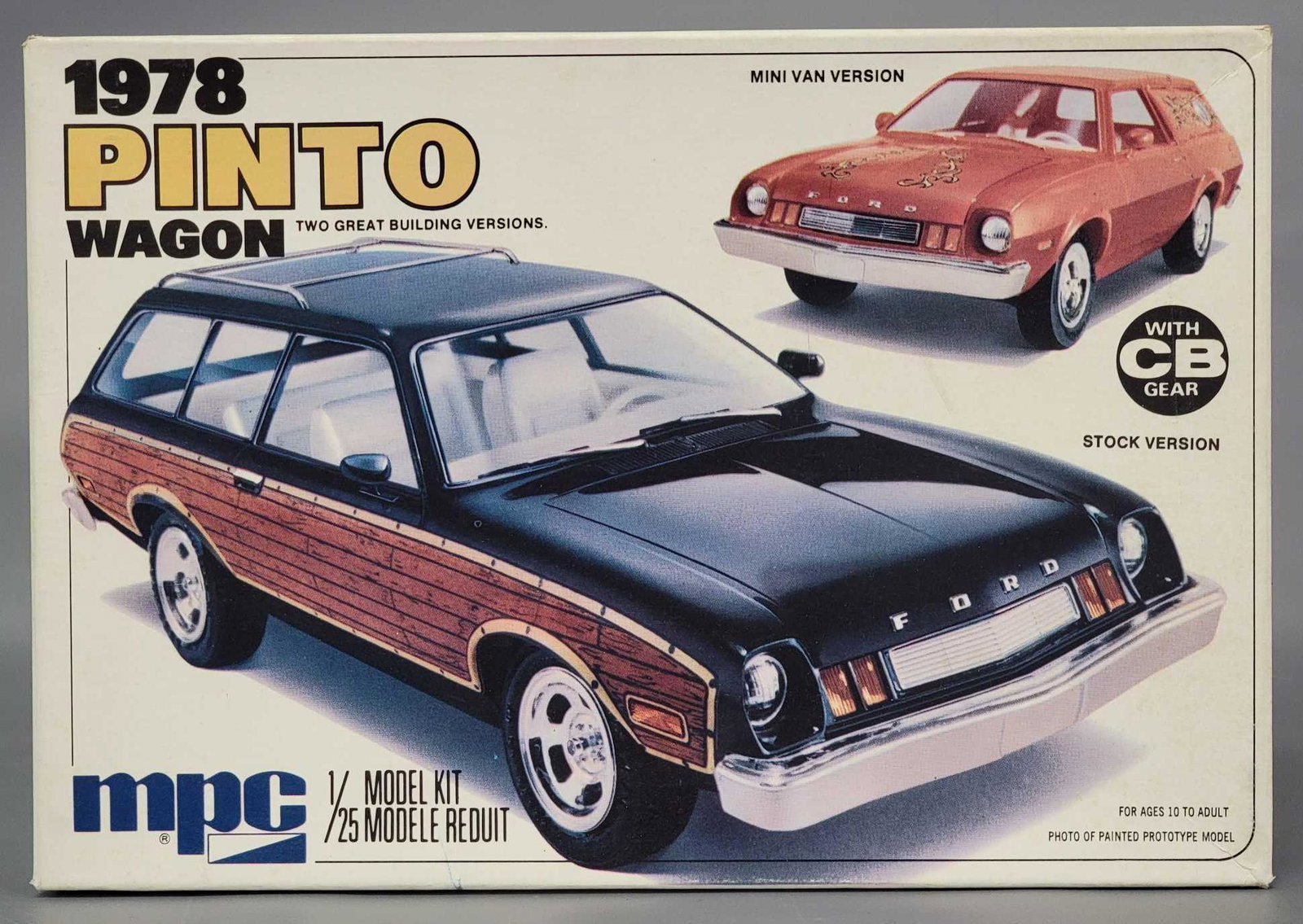 MPC 1-7828 1978 Pinto Wagon 1/25 unbuilt in original: MPC 1-7828 1978 Pinto Wagon 1/25 unbuilt in original box, appears complete with parts on sprue, loose parts, instructions sheet, decals. Box has a very slightly concave lid, otherwise brick like.