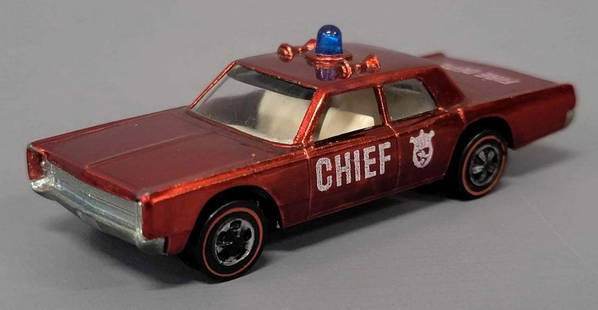 Hot Wheels Redline Fire Chief Cruiser: Hot Wheels Redline Fire Chief Cruiser . Car is excellent with just a tiny bit of high spot wear to the horns and body corners, excellent tampos, drivers side wheels have chrome loss, base is mildly ta